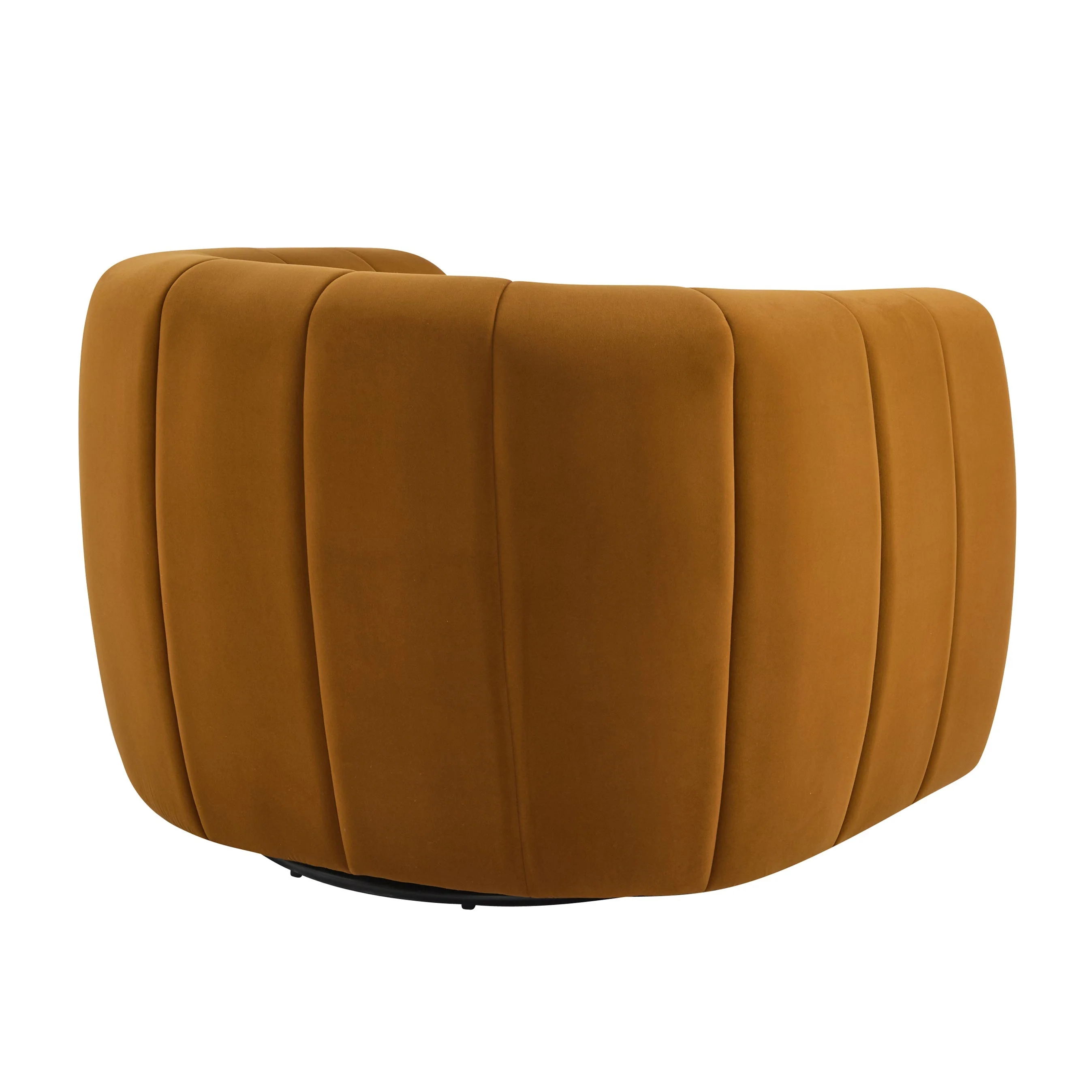 Modern Swivel Club Chair with Premium Velvet Tub Design in Dark Yellow - Image 5