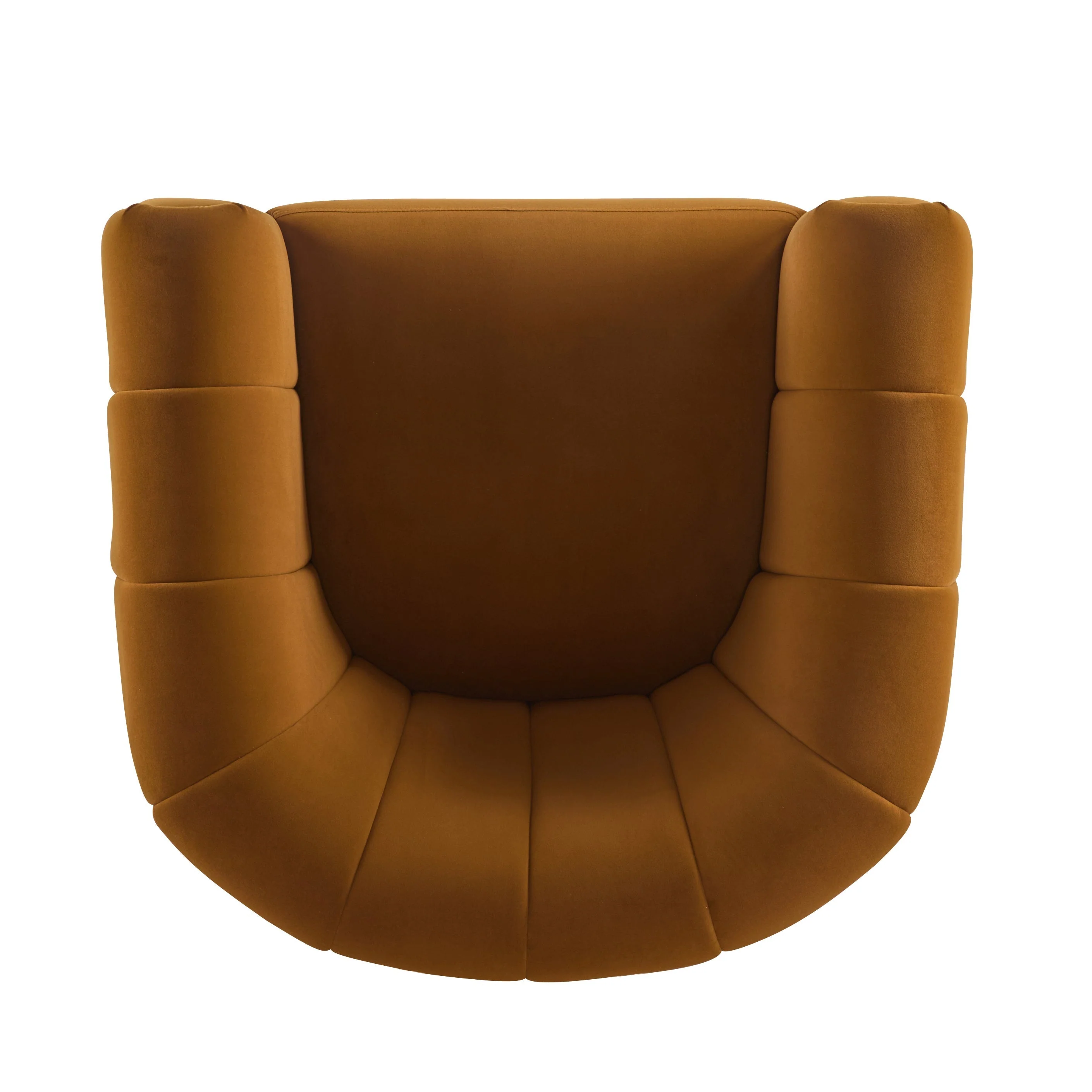 Modern Swivel Club Chair with Premium Velvet Tub Design in Dark Yellow - Image 7