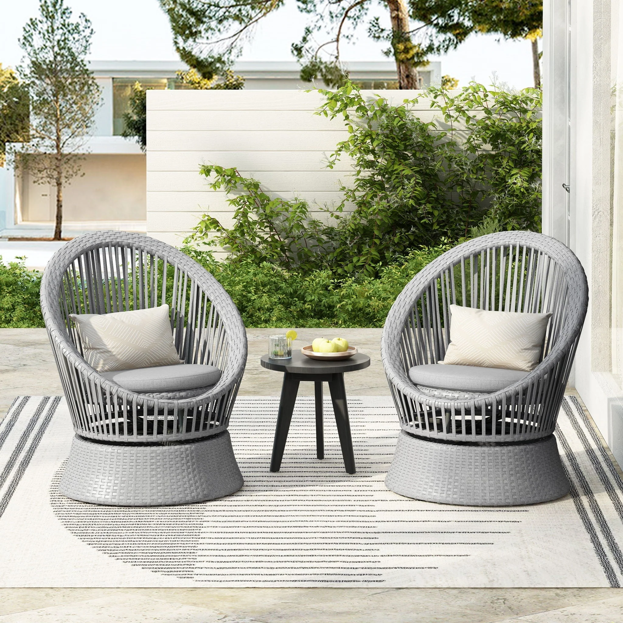Modern Swivel Wicker Lounge Chair With Round Design - Image 12