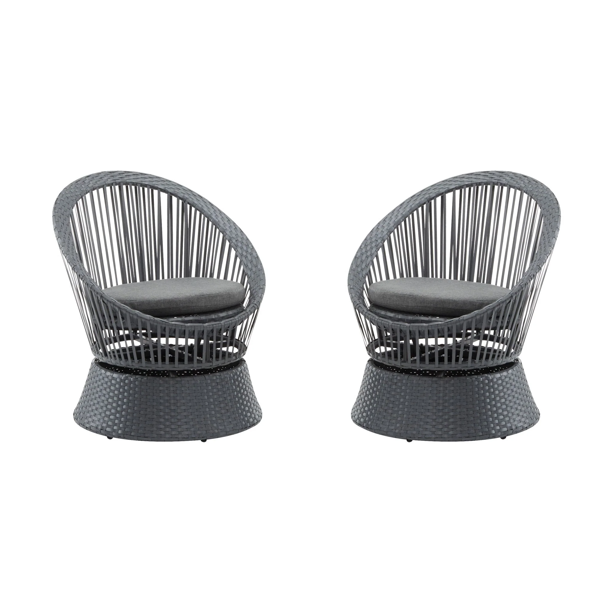 Modern Swivel Wicker Lounge Chair With Round Design - Image 2