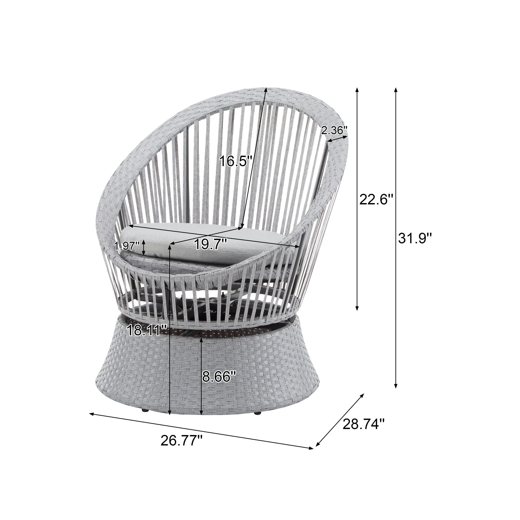 Modern Swivel Wicker Lounge Chair With Round Design - Image 5