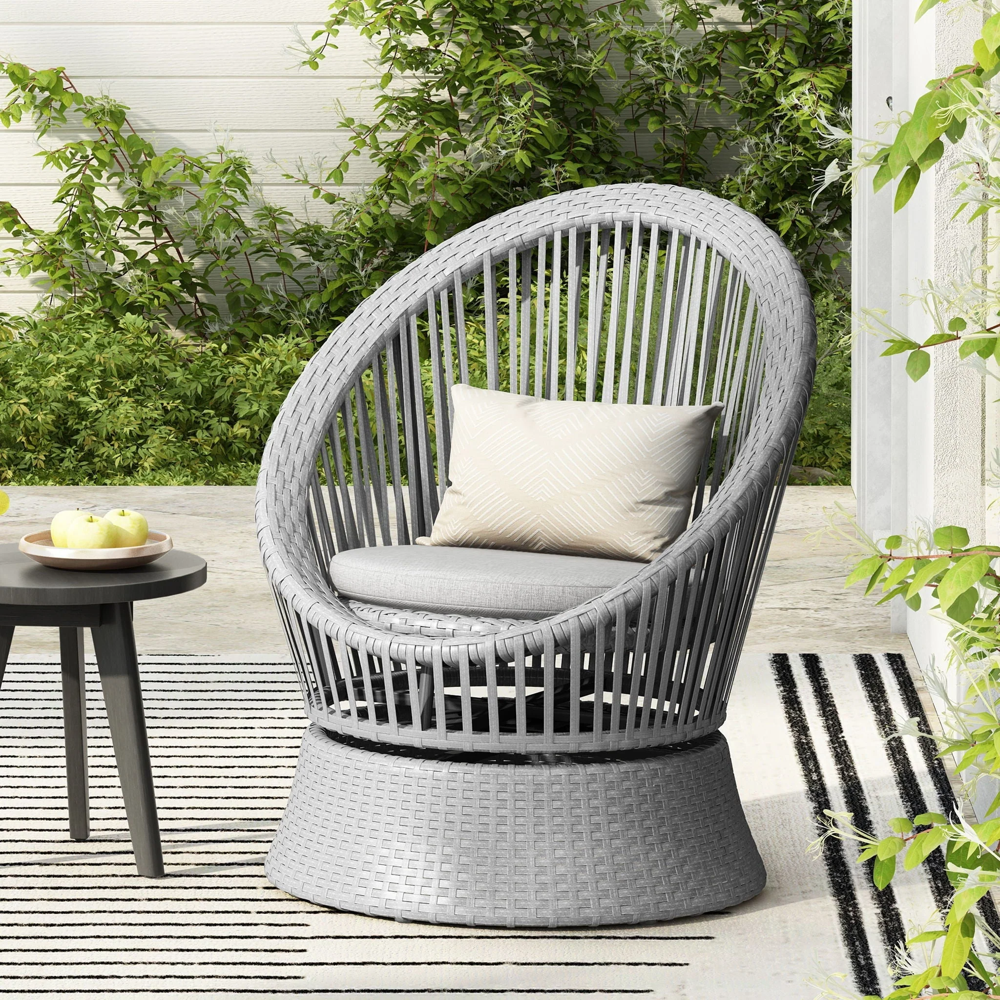 Modern Swivel Wicker Lounge Chair With Round Design - Image 7