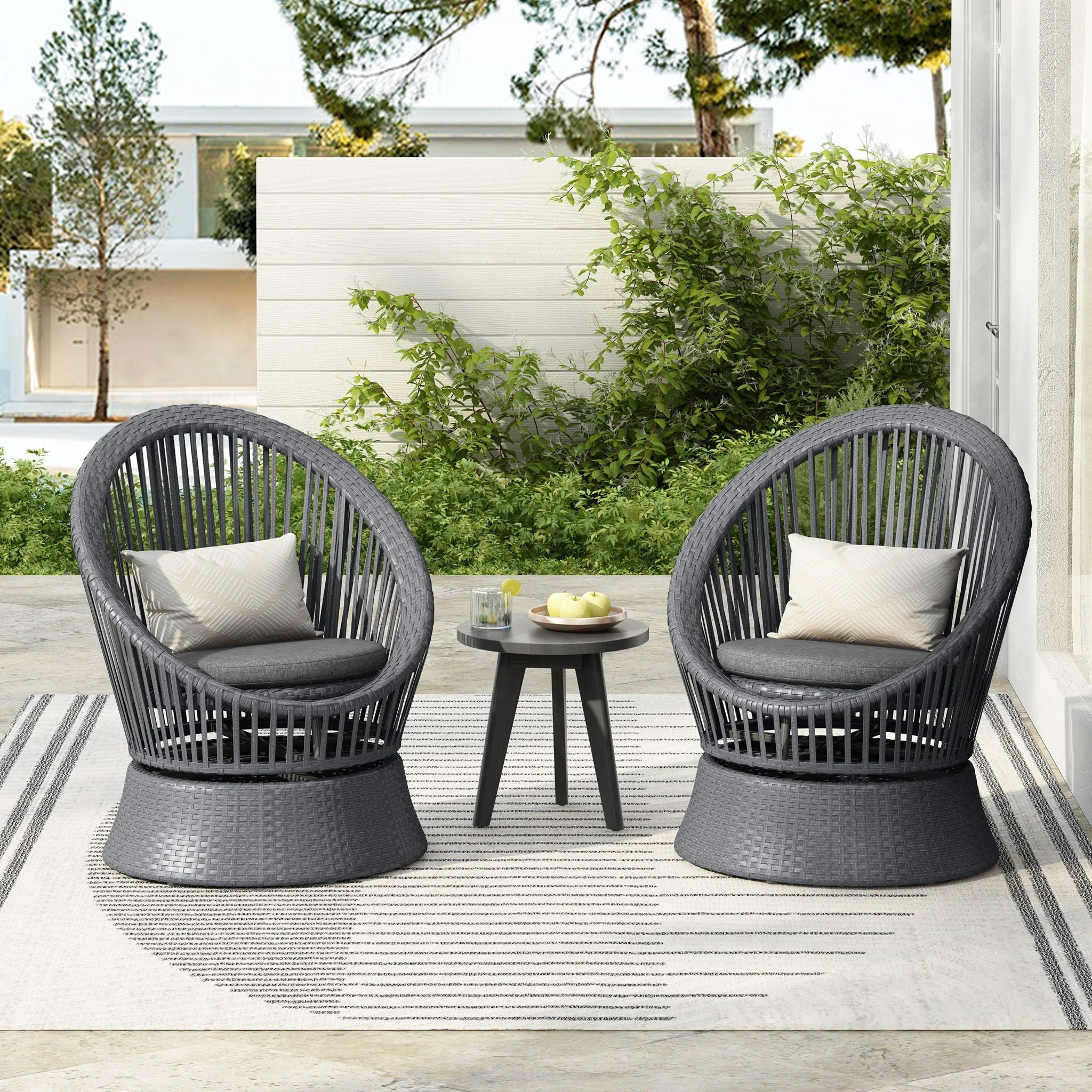 Modern Swivel Wicker Lounge Chair With Round Design - Image 8