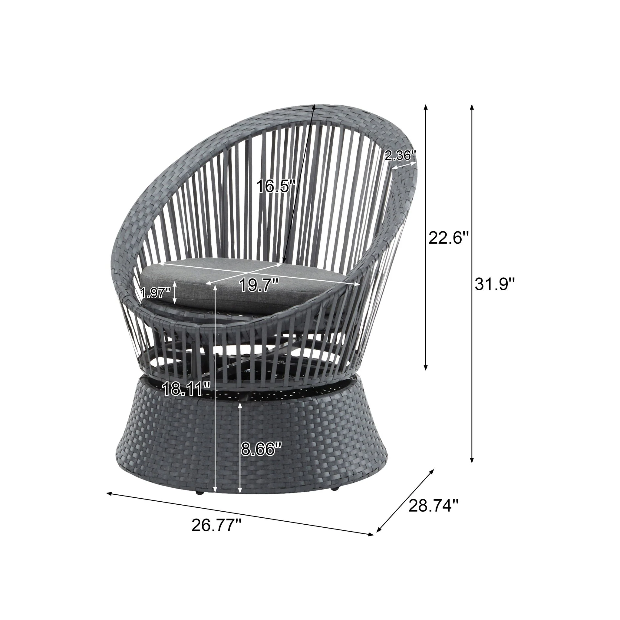 Modern Swivel Wicker Lounge Chair With Round Design - Image 9