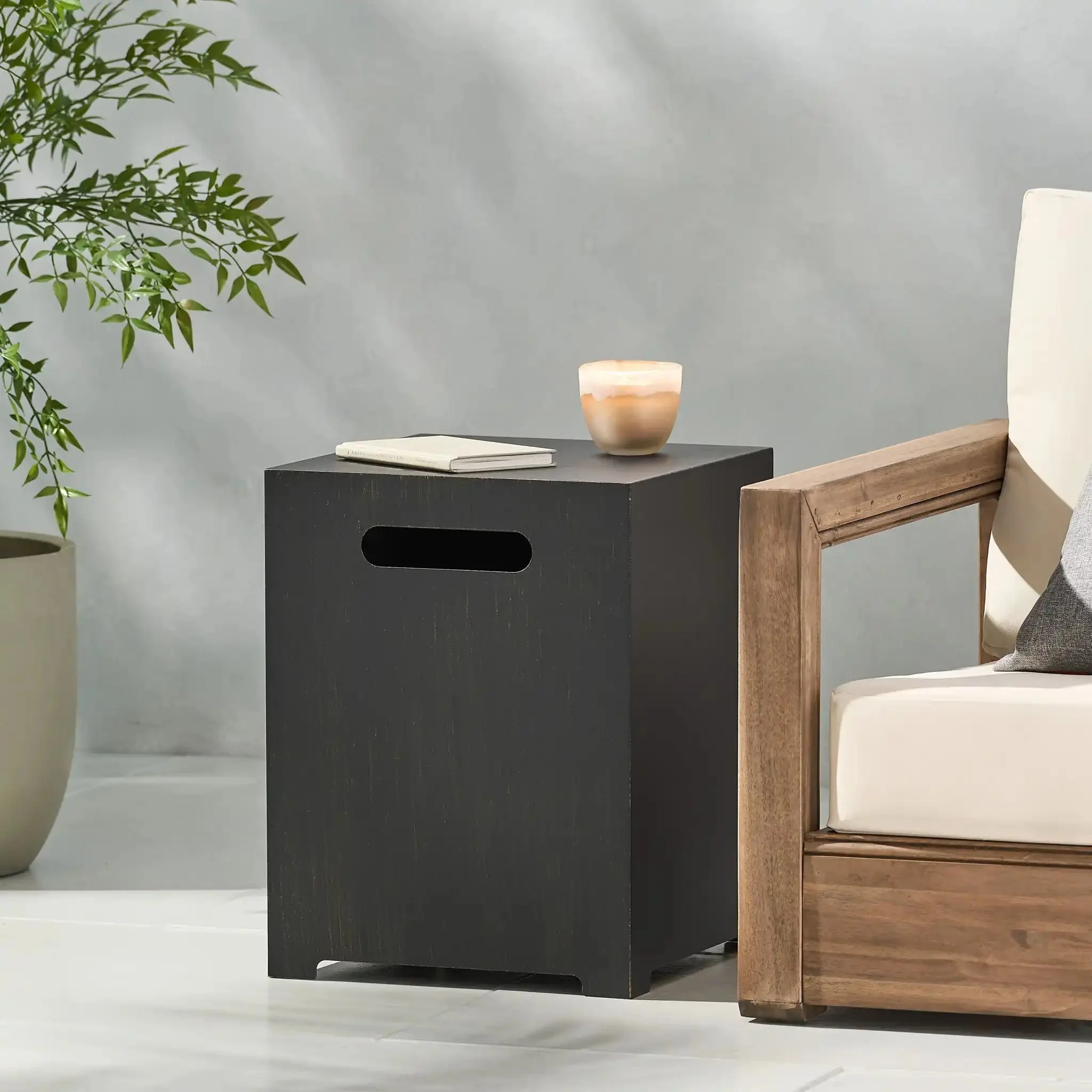Modern Tank Holder Side Table With Powder Coated Frame - Image 4