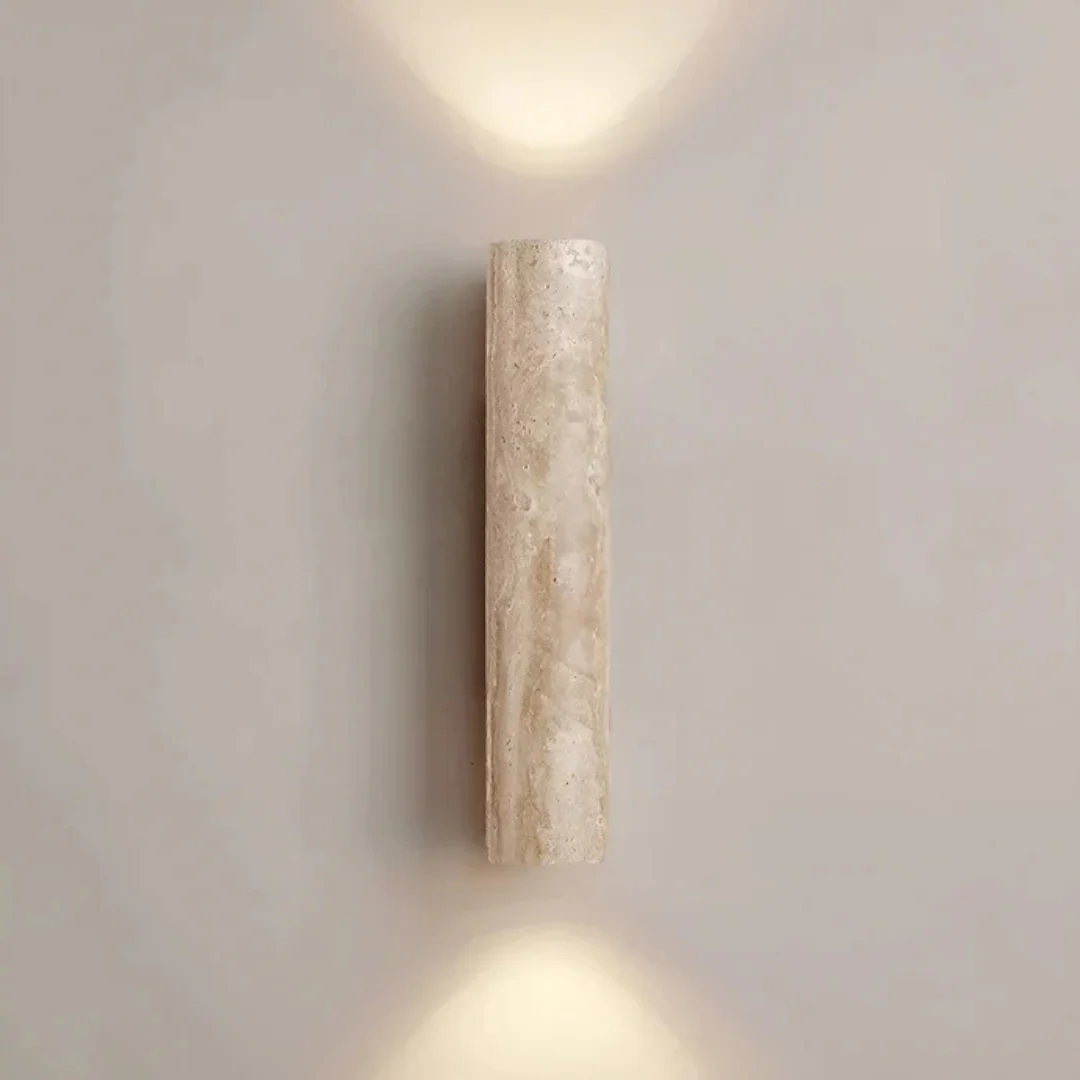 Modern Travertine Marble Cylinder LED Wall Sconce Warm White - Image 3