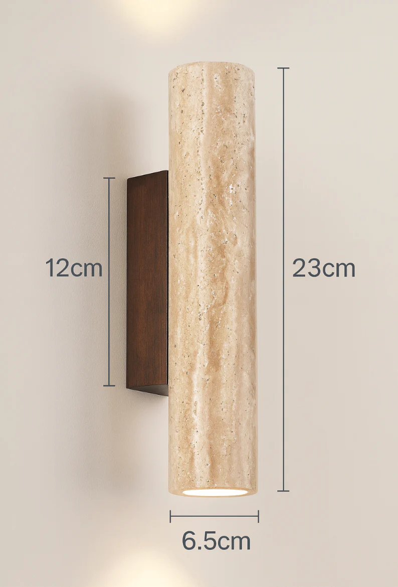 Modern Travertine Marble Cylinder LED Wall Sconce Warm White - Image 5