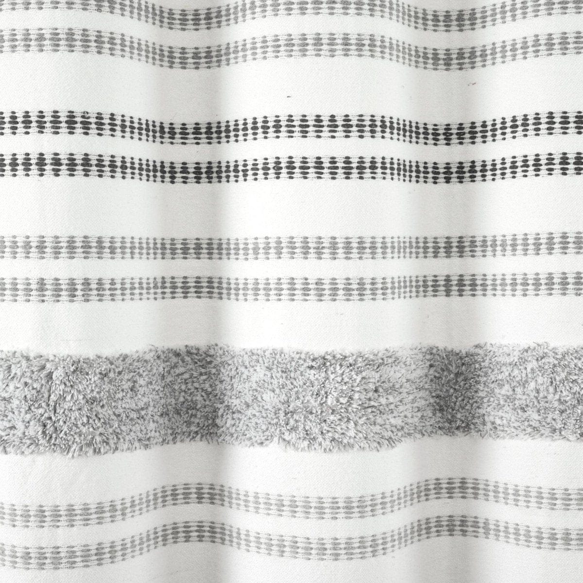 Modern Tufted Stripe Yarn Dyed Recycled Cotton Blend Shower Curtain - Image 5