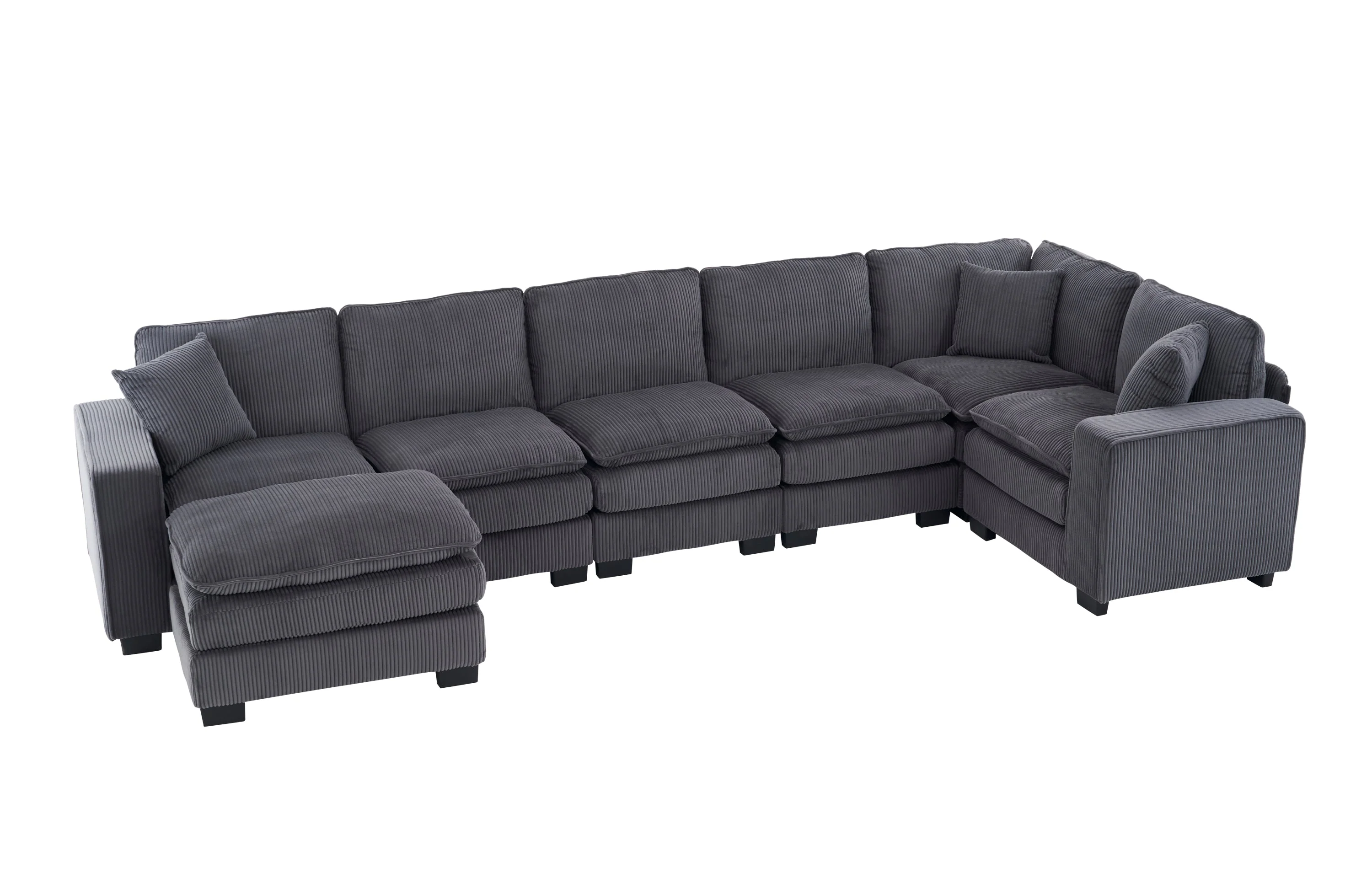 Modern U Shaped 6-Seat Sectional Sofa Couch with Ottoman - Image 20