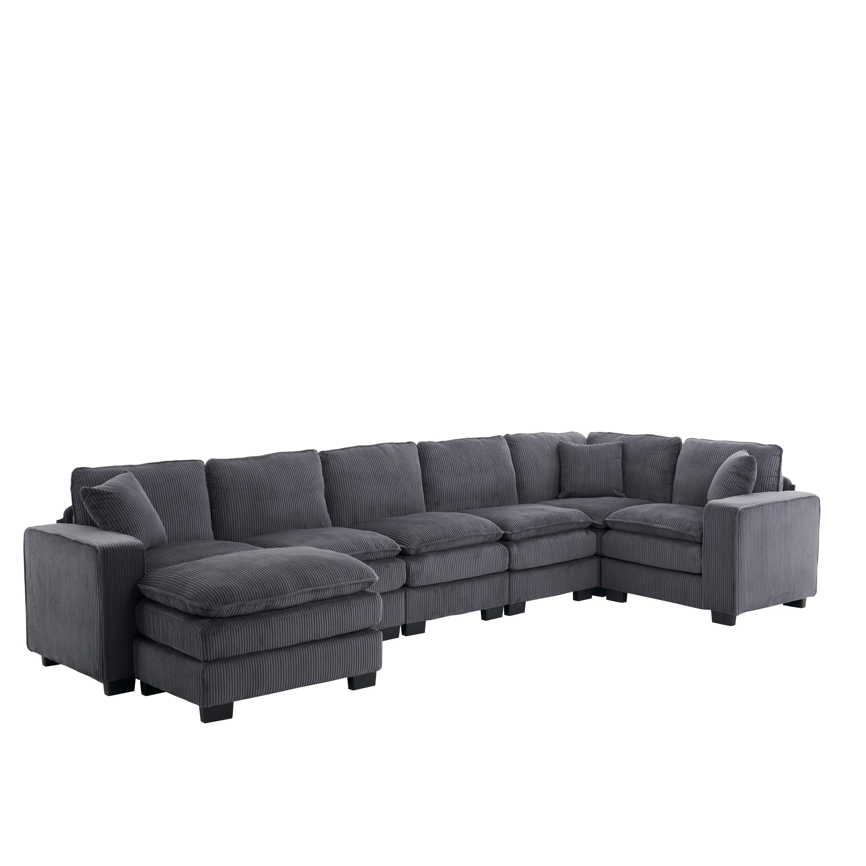 Modern U Shaped 6-Seat Sectional Sofa Couch with Ottoman - Image 21