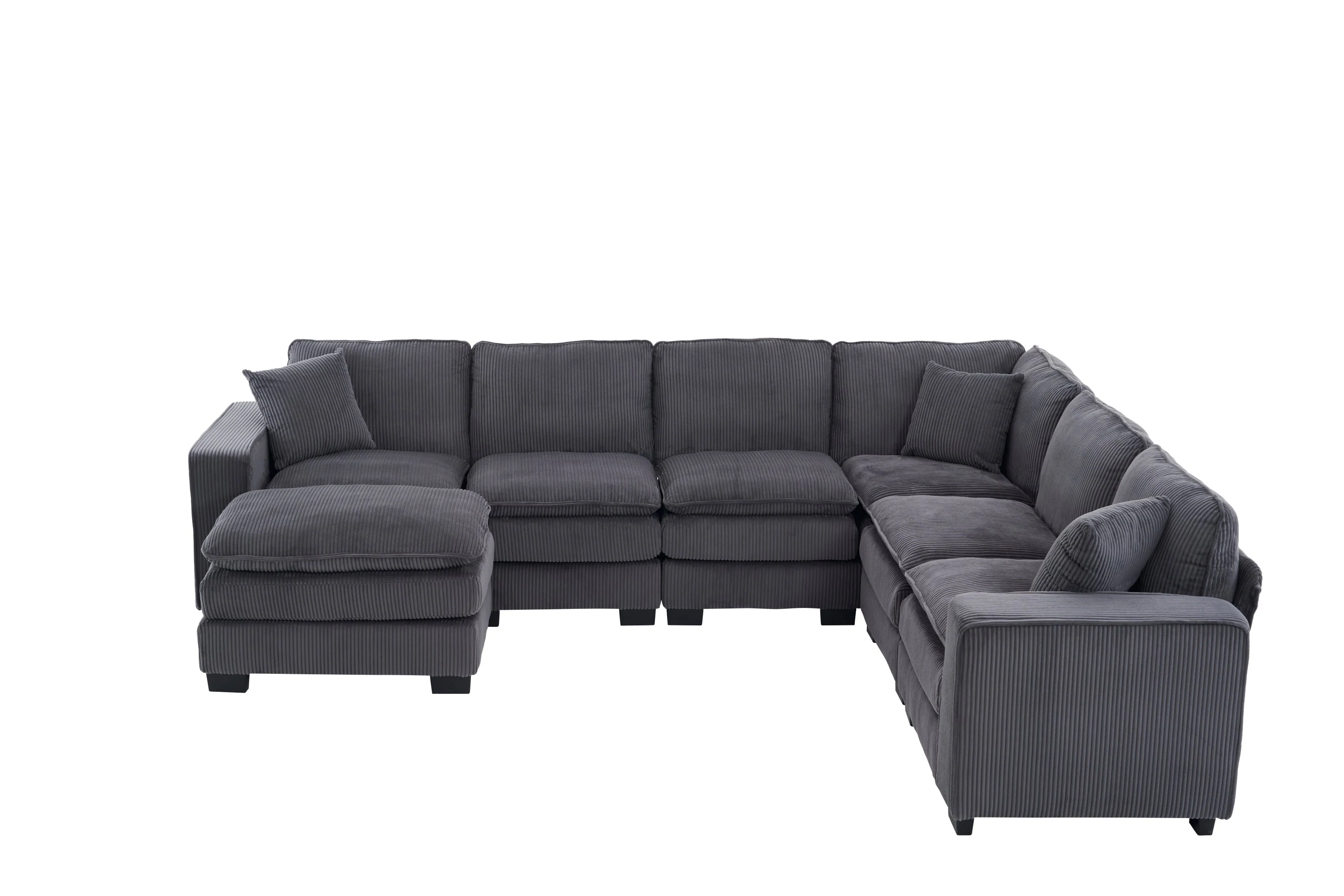 Modern U Shaped 6-Seat Sectional Sofa Couch with Ottoman - Image 23