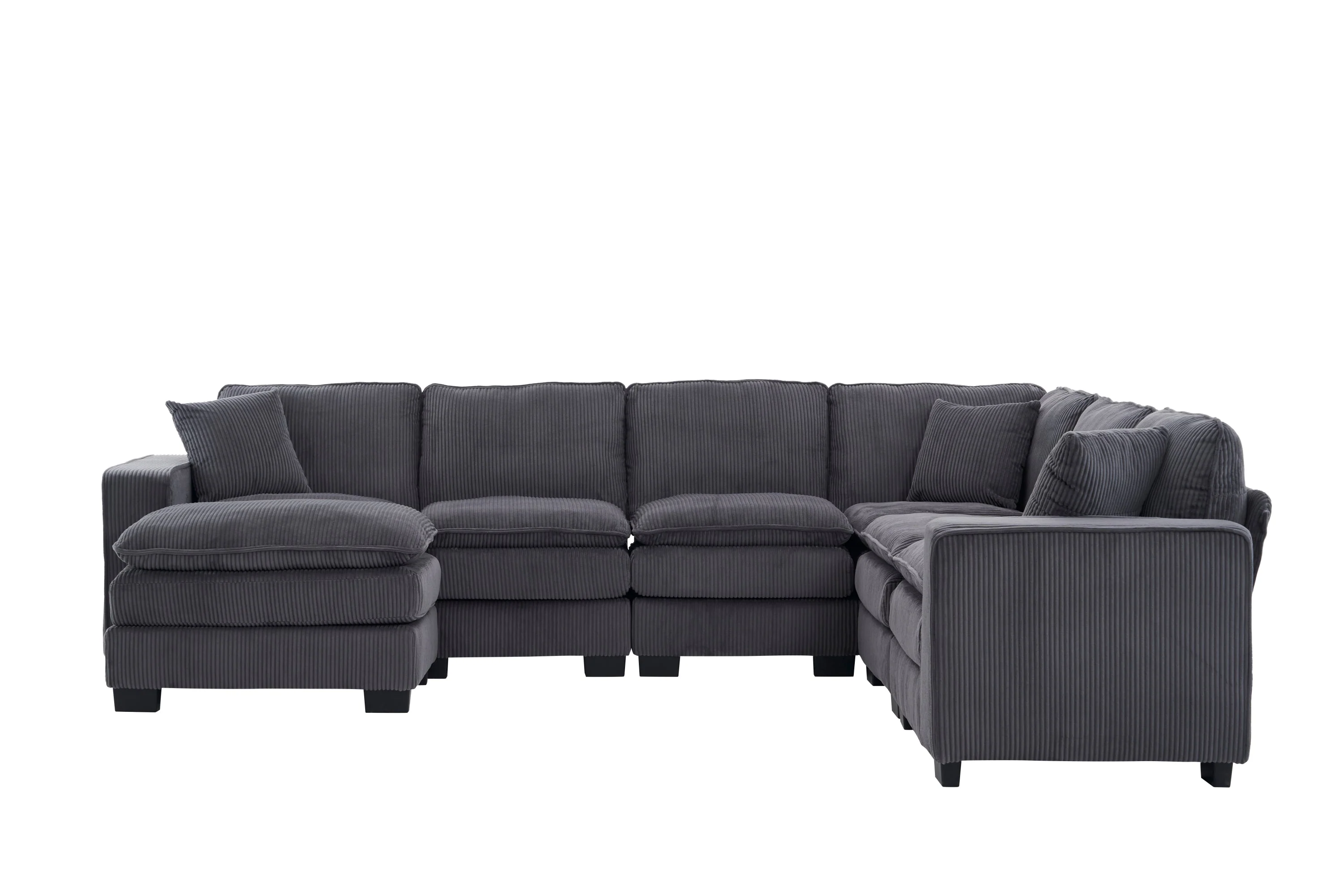 Modern U Shaped 6-Seat Sectional Sofa Couch with Ottoman - Image 24