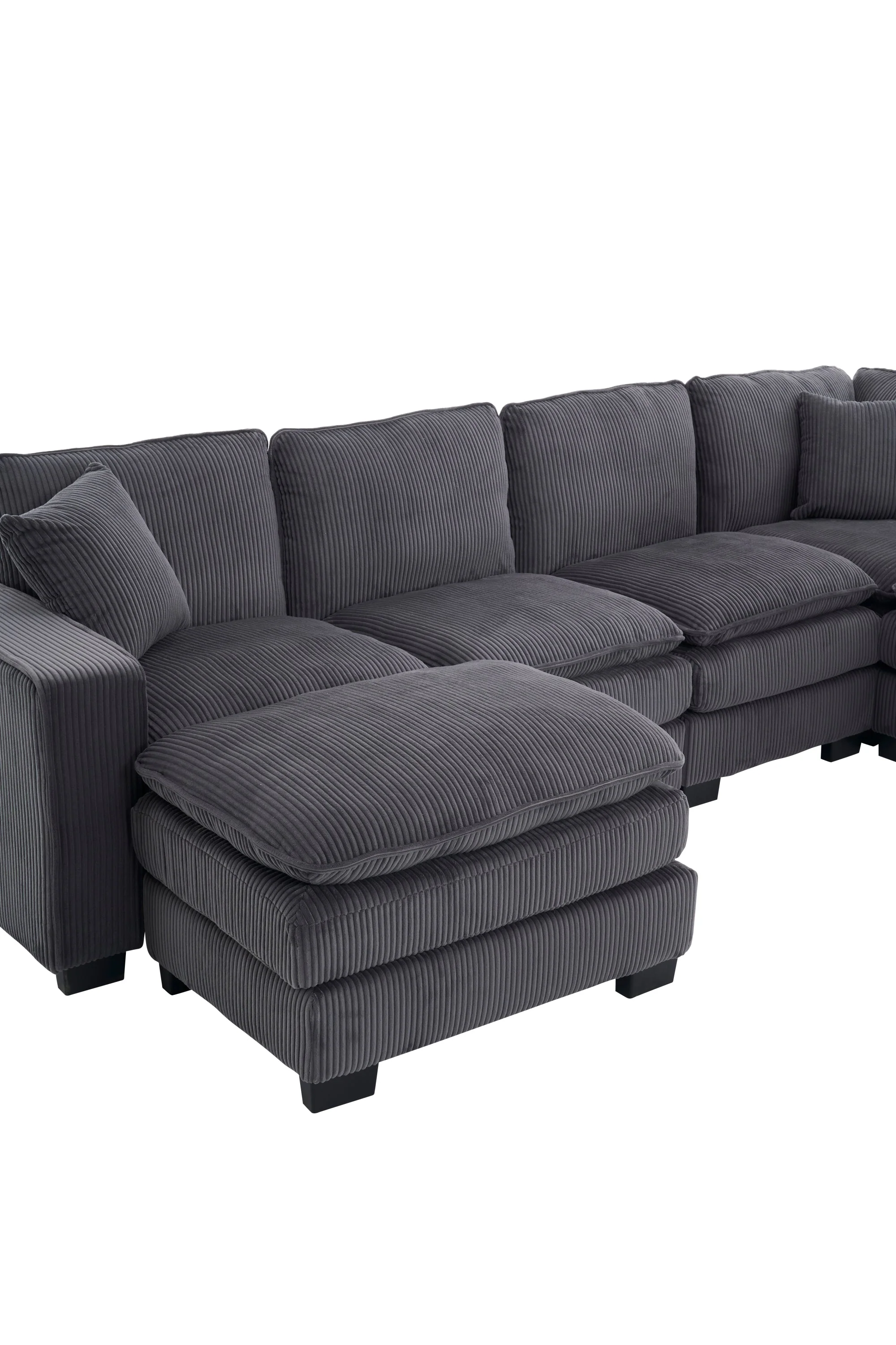 Modern U Shaped 6-Seat Sectional Sofa Couch with Ottoman - Image 25