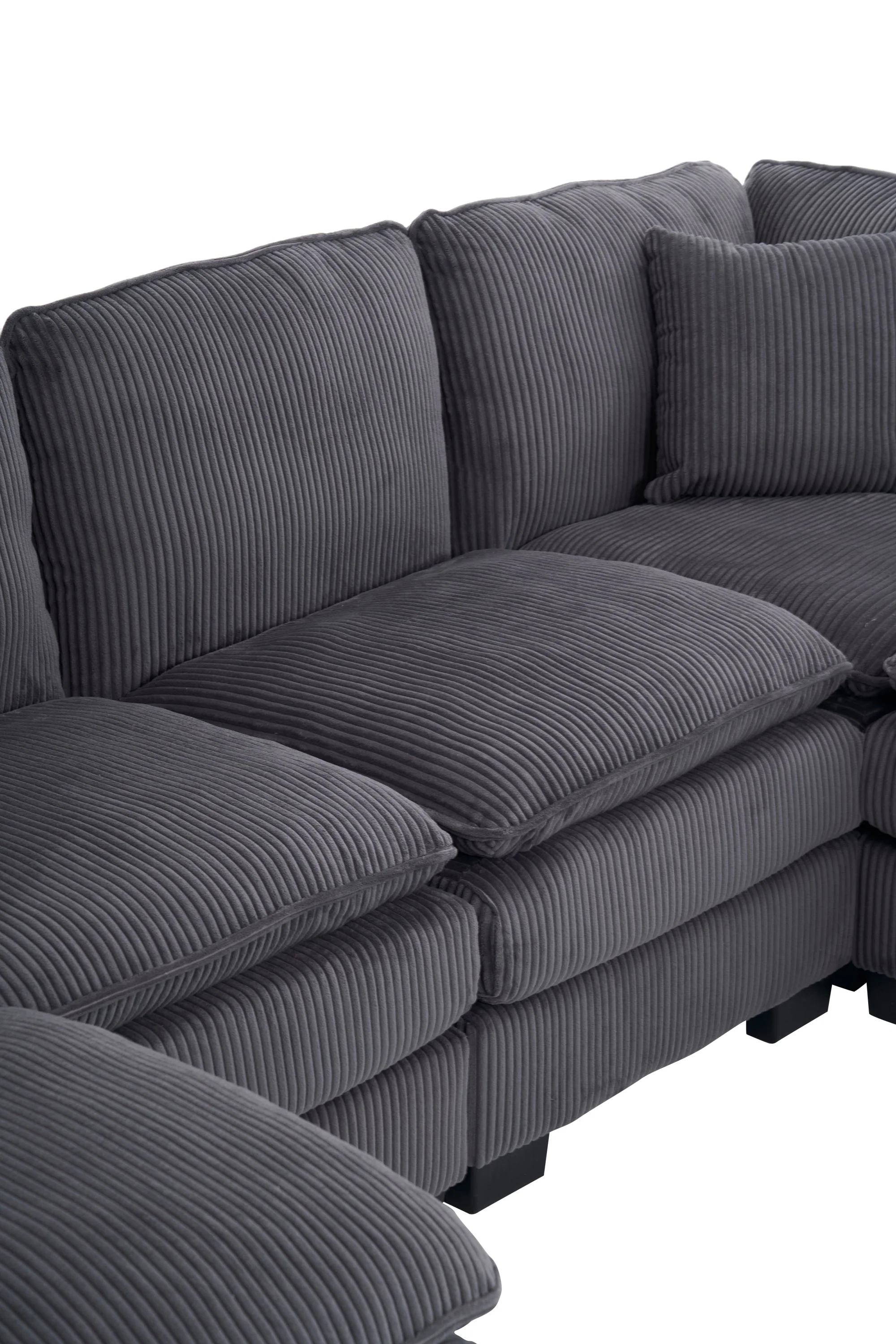 Modern U Shaped 6-Seat Sectional Sofa Couch with Ottoman - Image 26