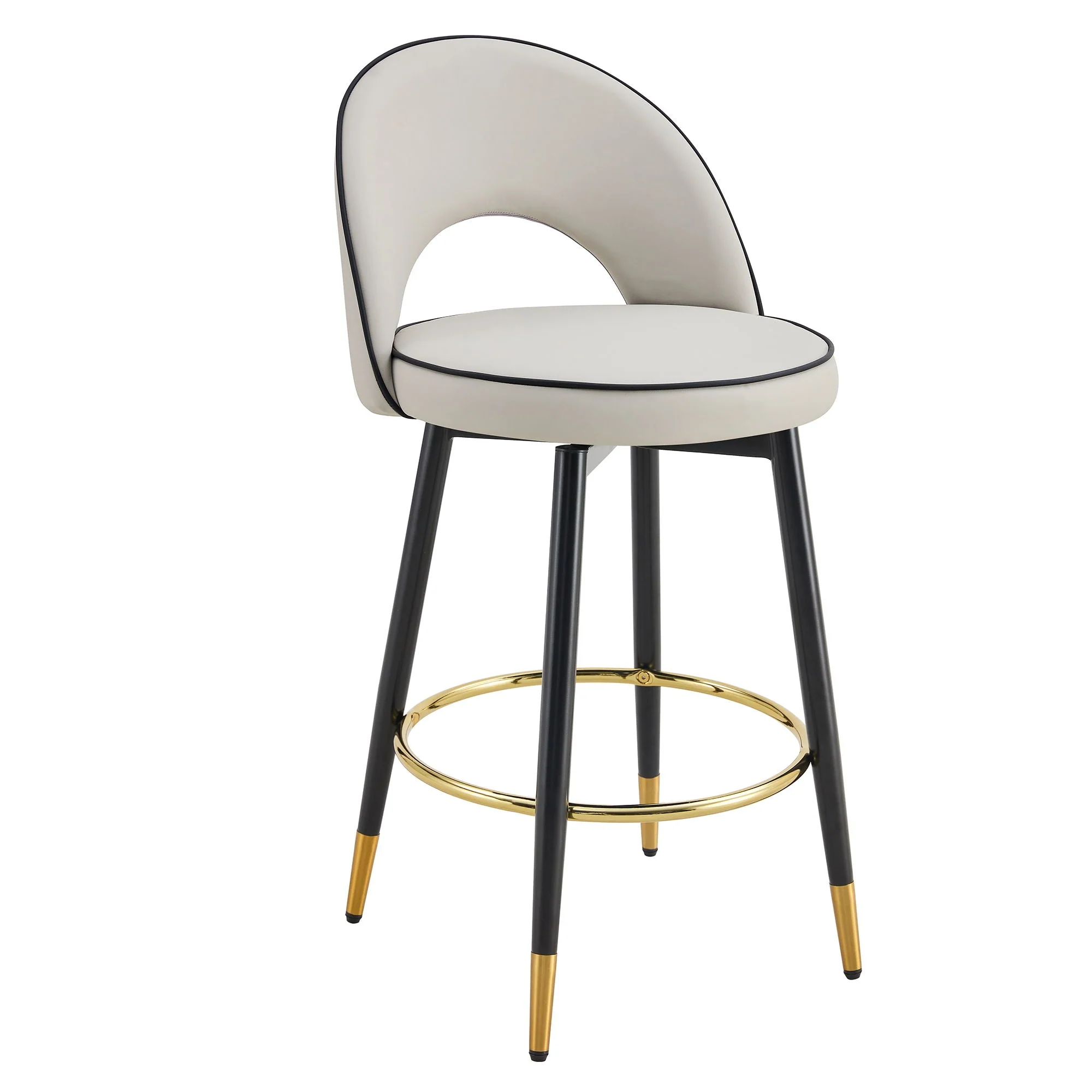 Modern Upholstered 360° Rotatable Bar Chair with Metal Legs for Dining Room (Set of 2) - Image 2