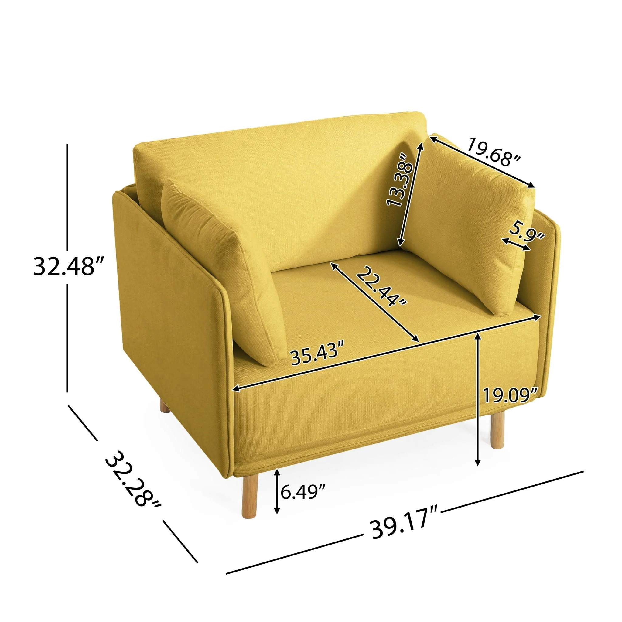 Modern Upholstered Accent Chair With Soft Cushions, Sleek Armrest Design - Image 2