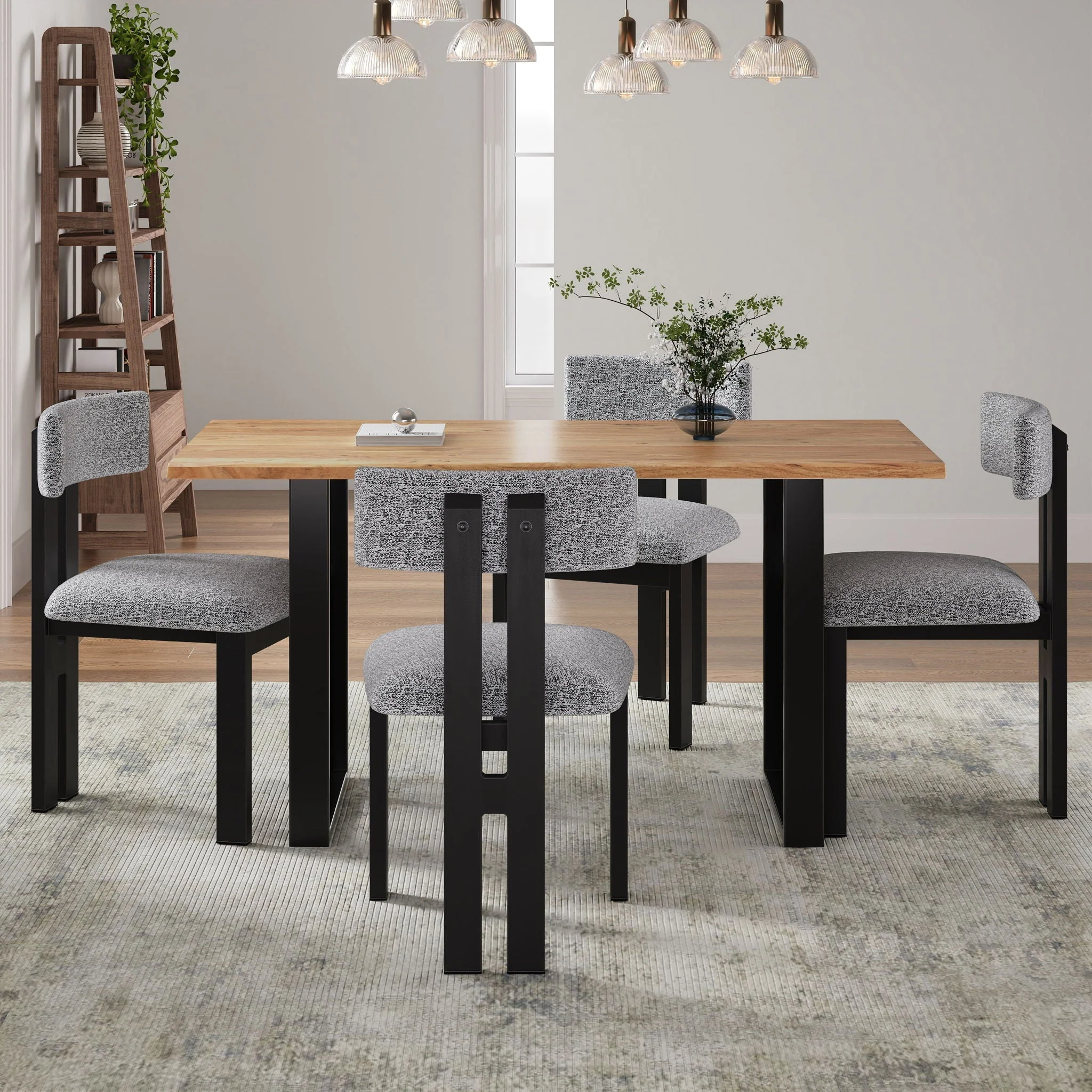 Modern Upholstered Armless Dining Chairs With Metal Legs - Image 10