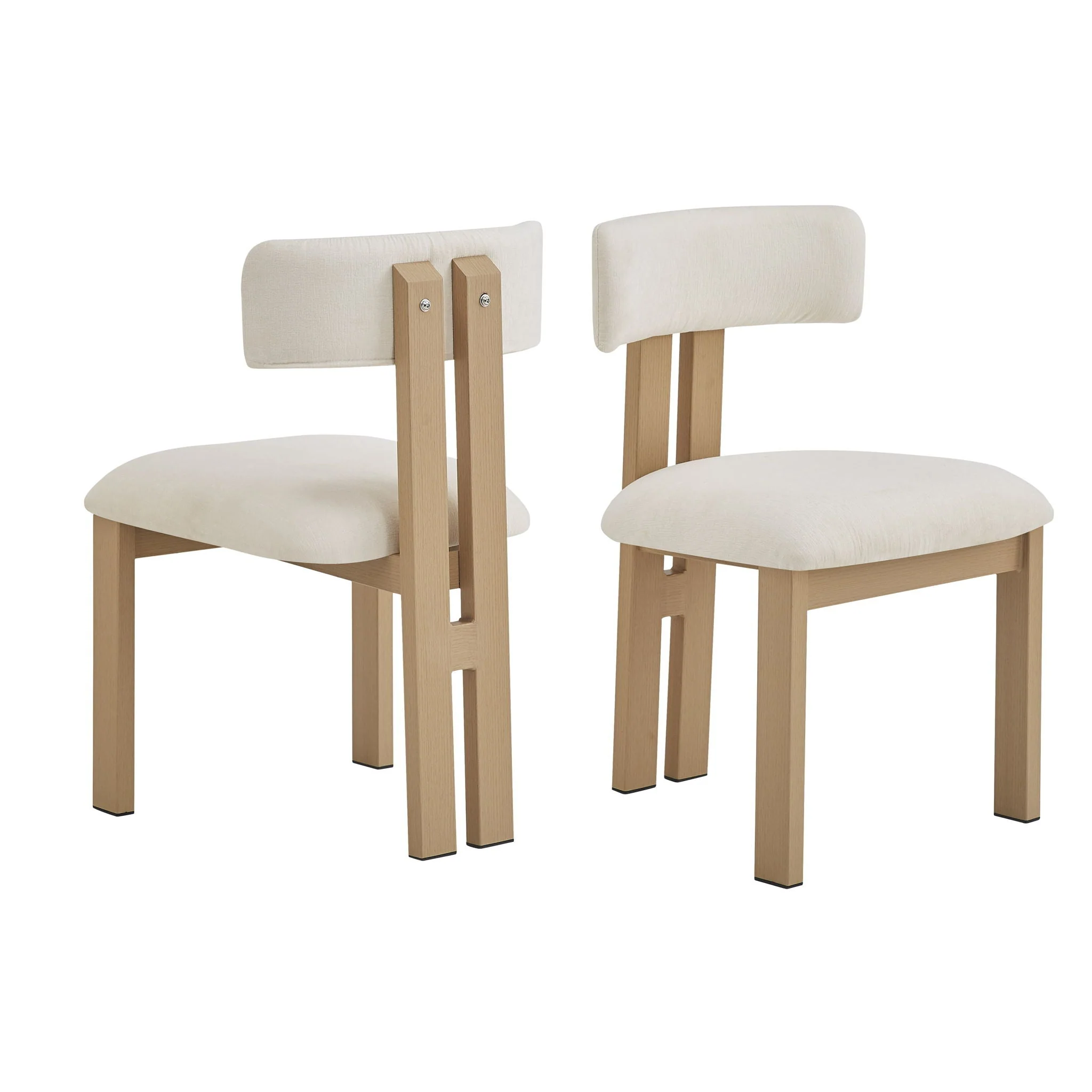 Modern Upholstered Armless Dining Chairs With Metal Legs - Image 2
