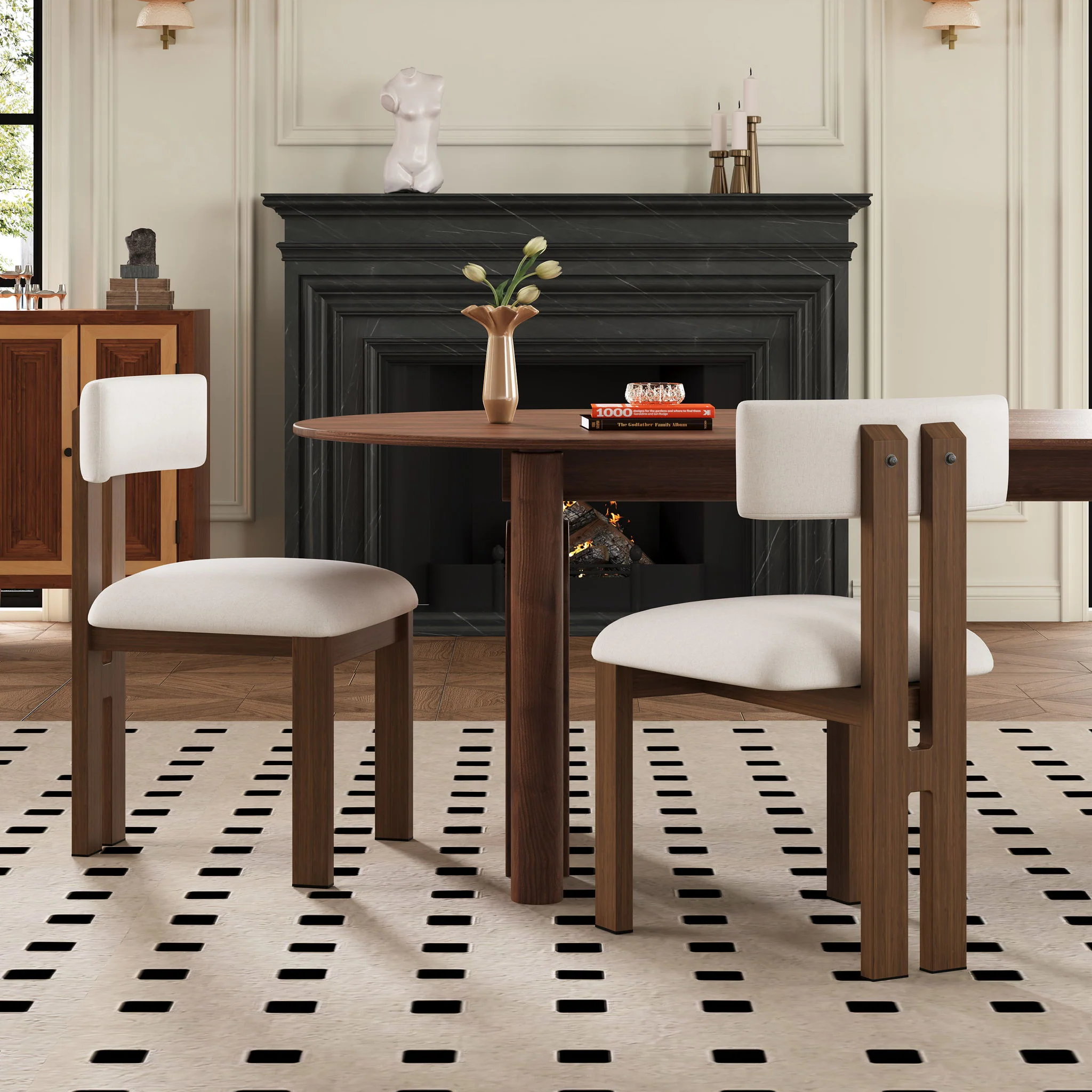 Modern Upholstered Armless Dining Chairs With Metal Legs - Image 9