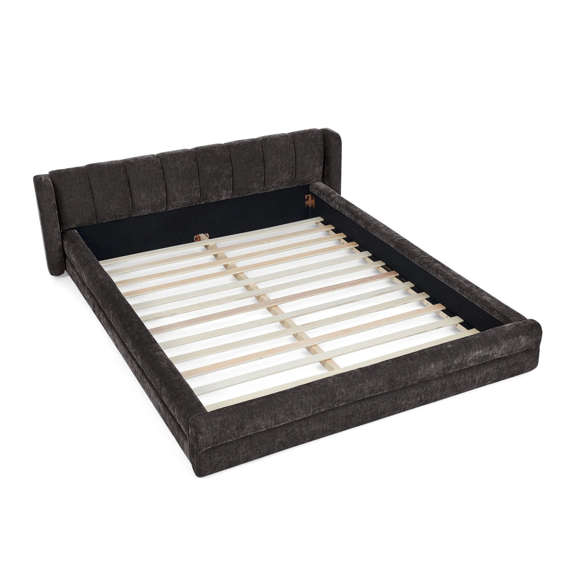 Modern Upholstered Bed Frame With Thick Fabric And Headboard - Image 2