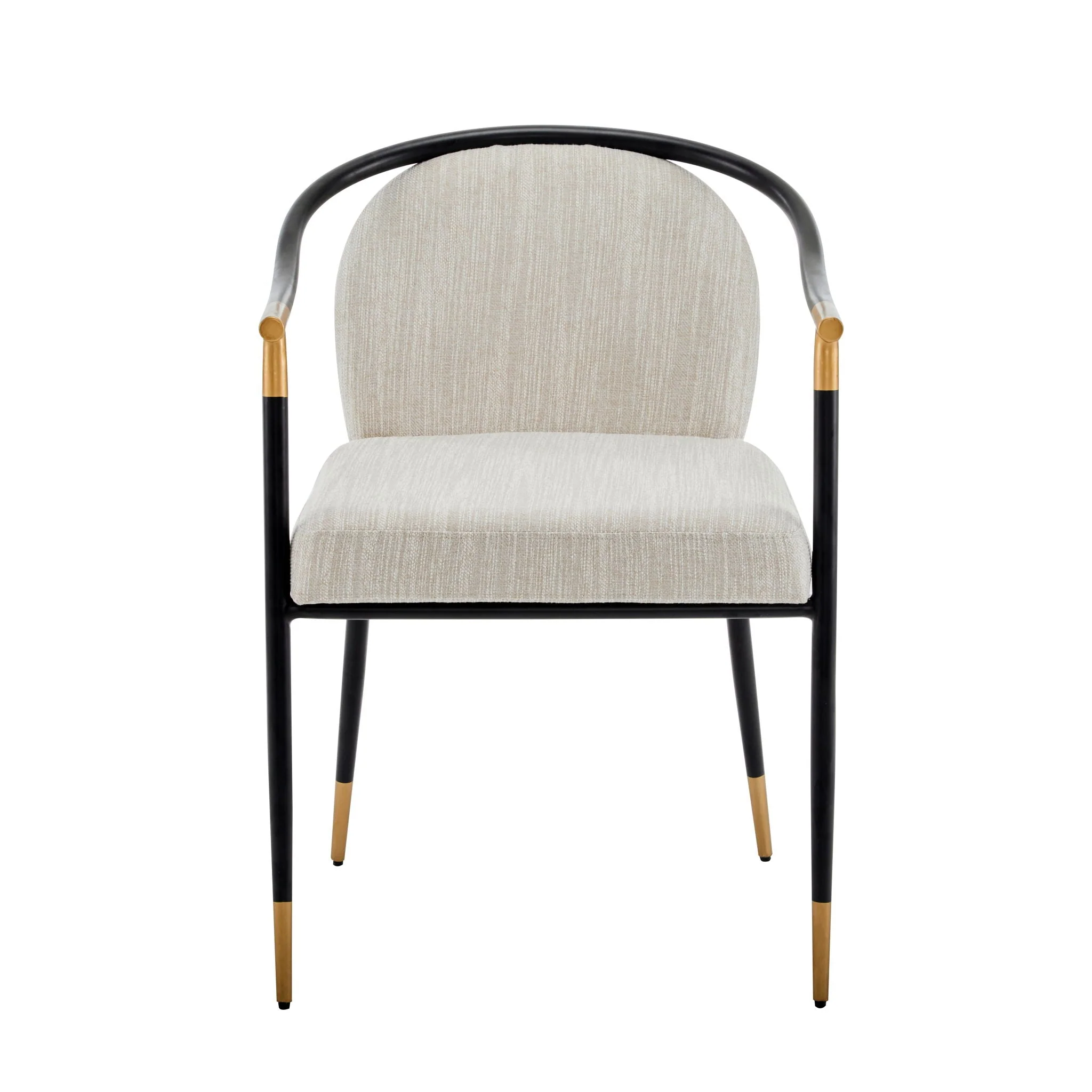 Modern Upholstered Dining Chair Set of 2 - Beige / Black - Image 4