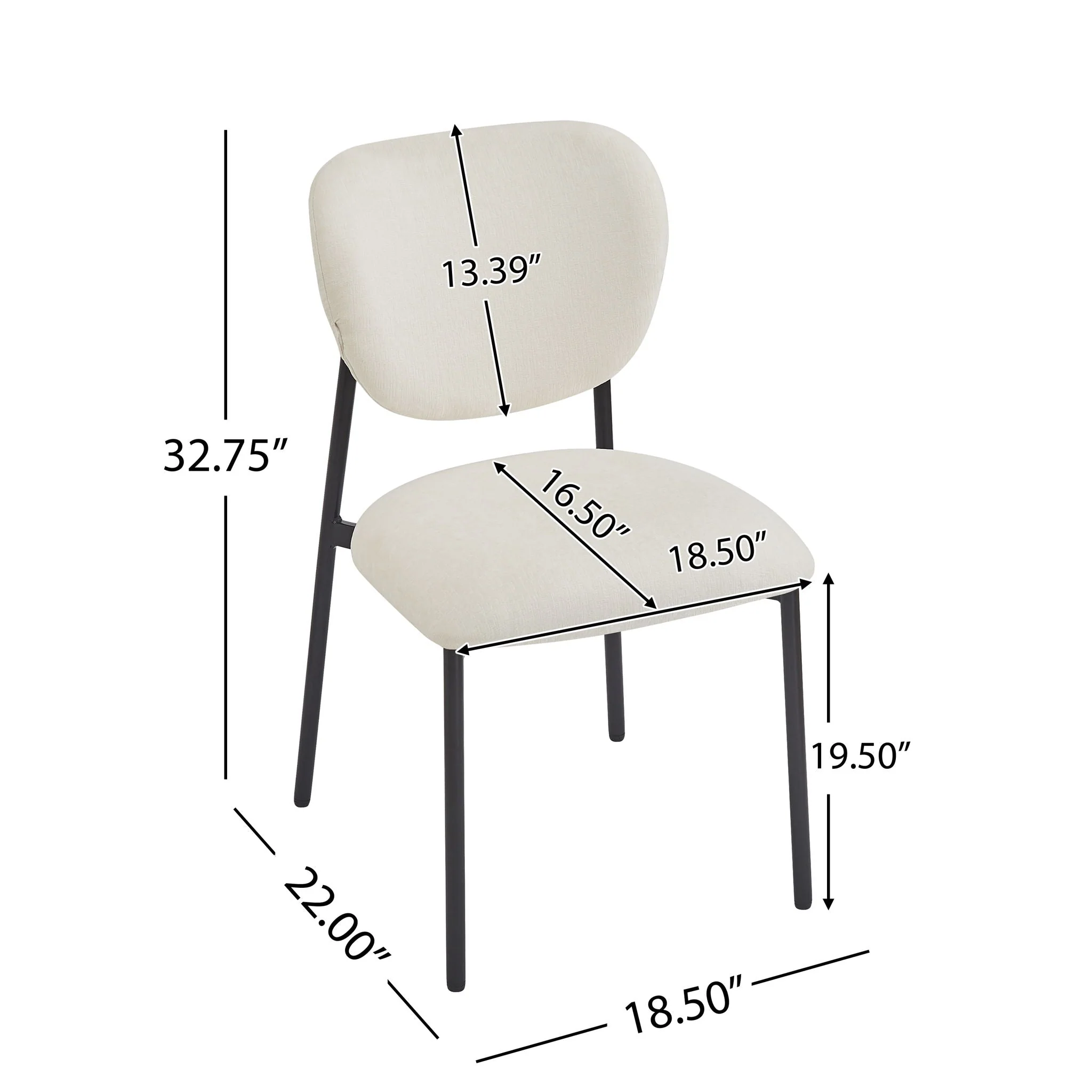Modern Upholstered Dining Chairs With Metal Legs (Set of 2) - Beige - Image 3
