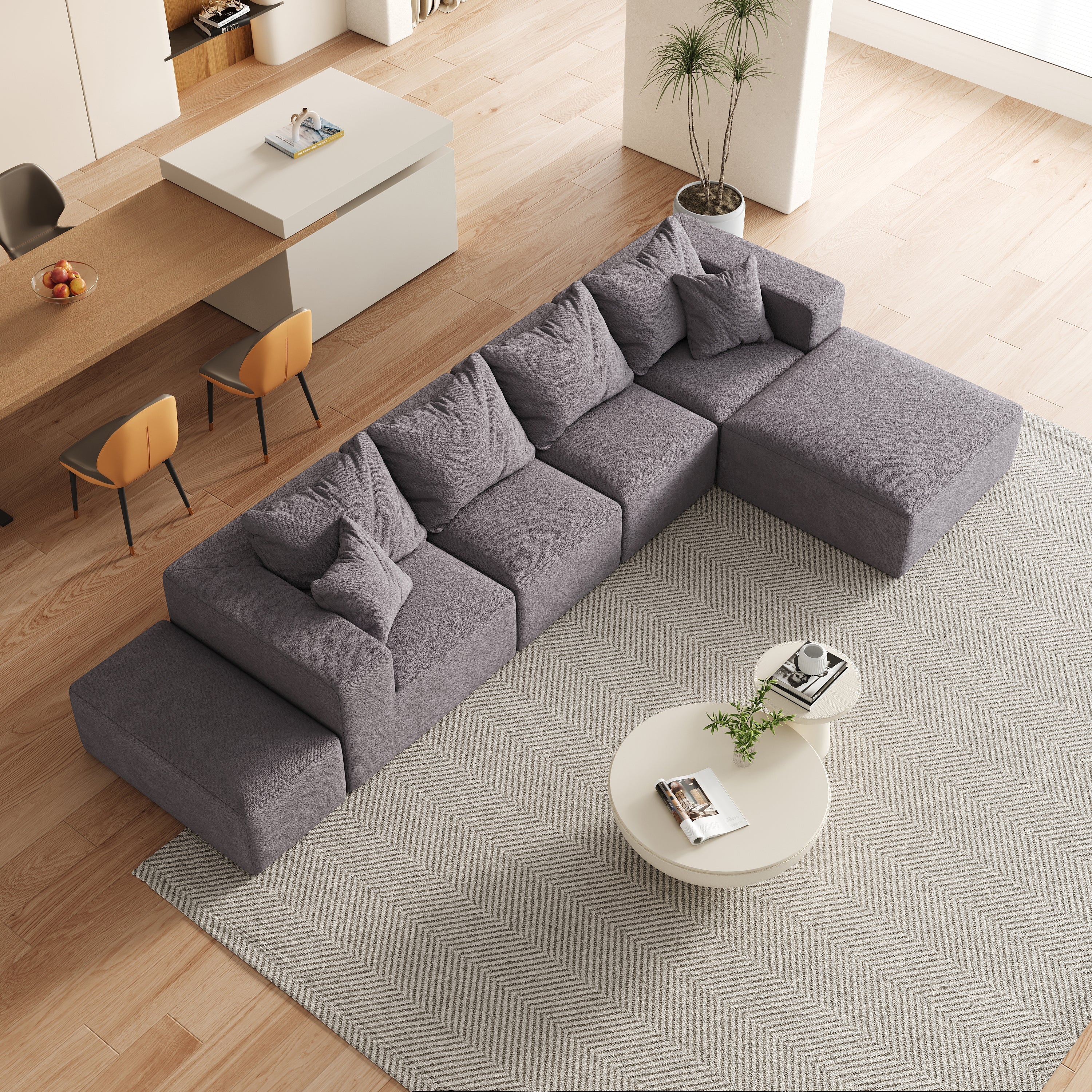 Modern Upholstered Sectional Boneless Couch Set - Image 13