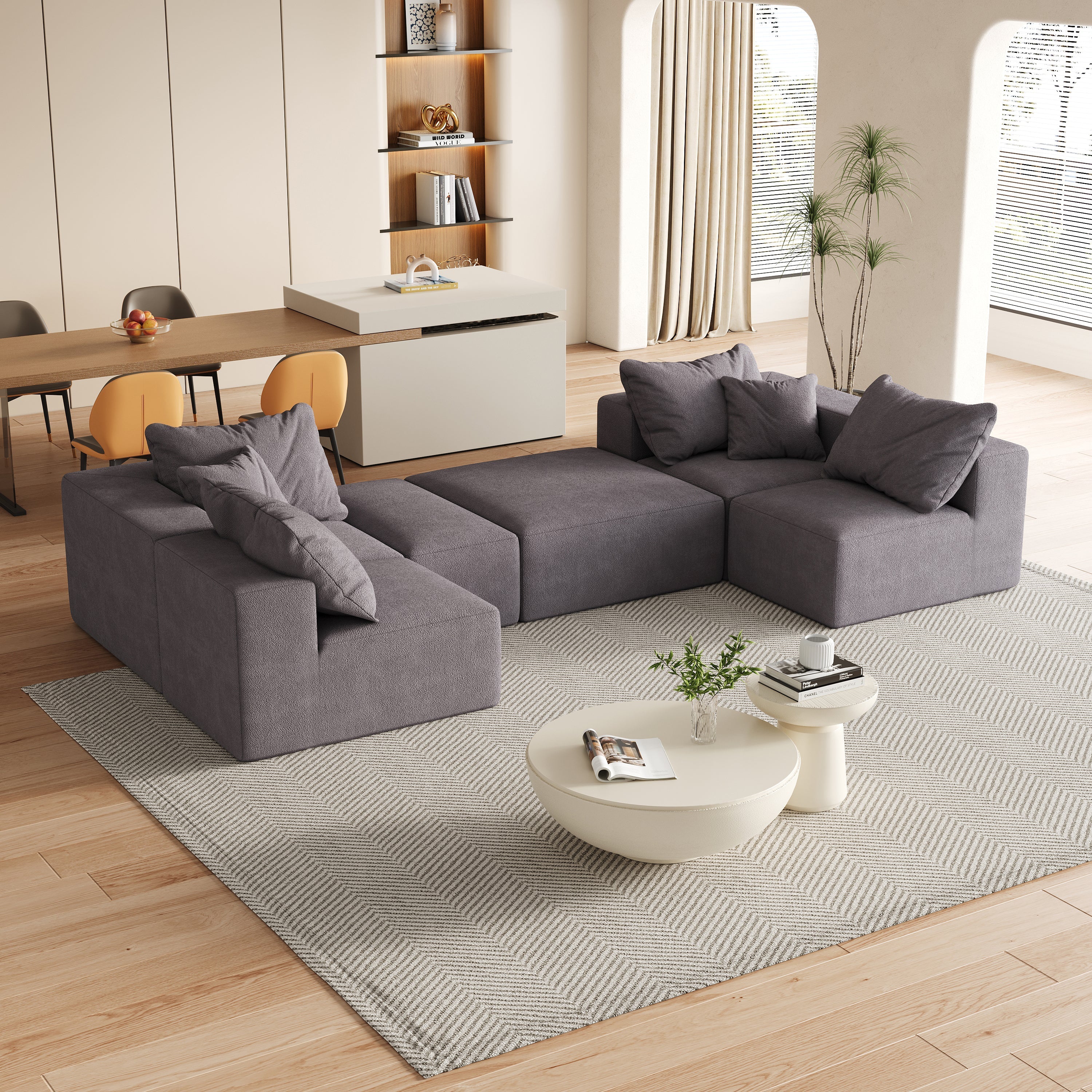 Modern Upholstered Sectional Boneless Couch Set - Image 14