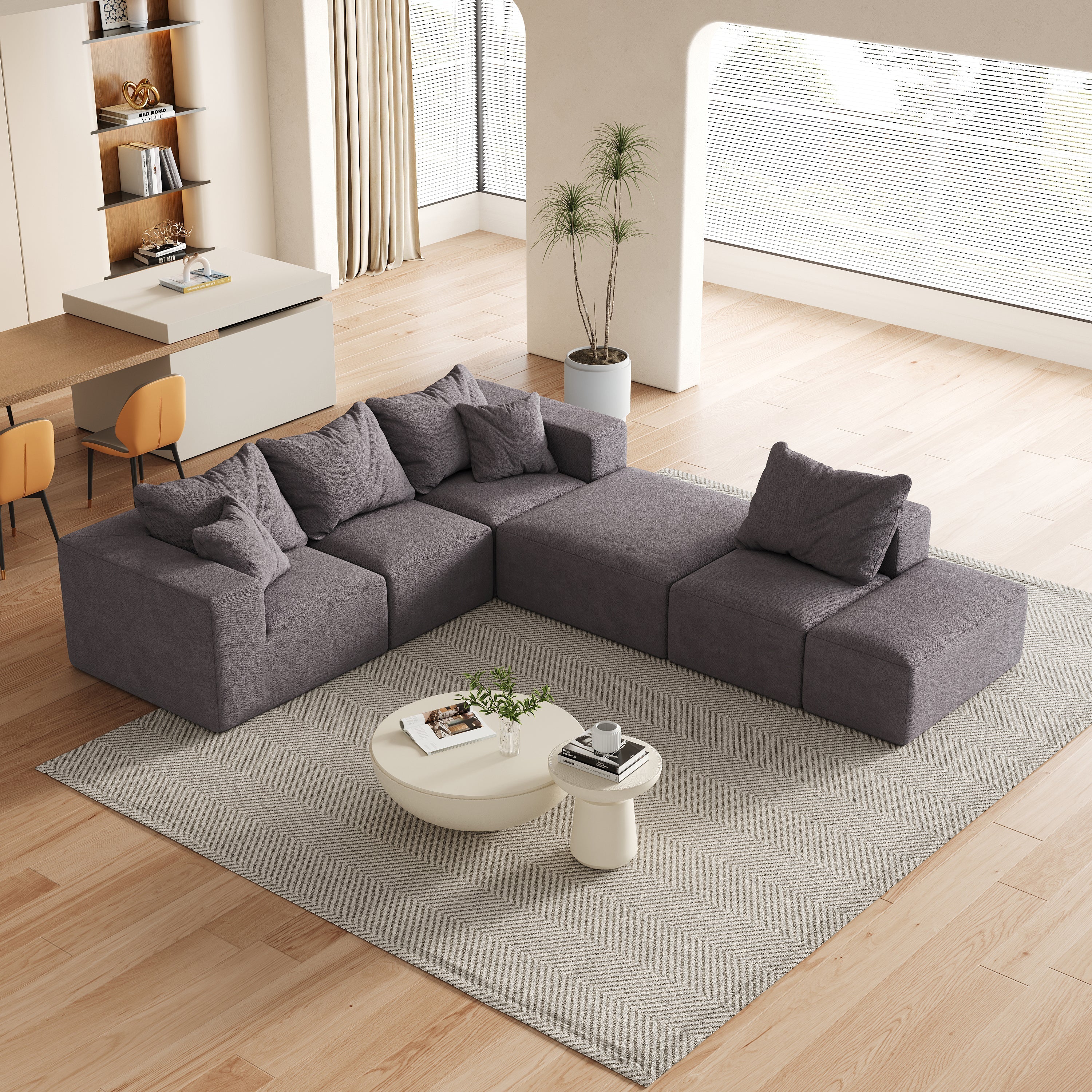 Modern Upholstered Sectional Boneless Couch Set - Image 18