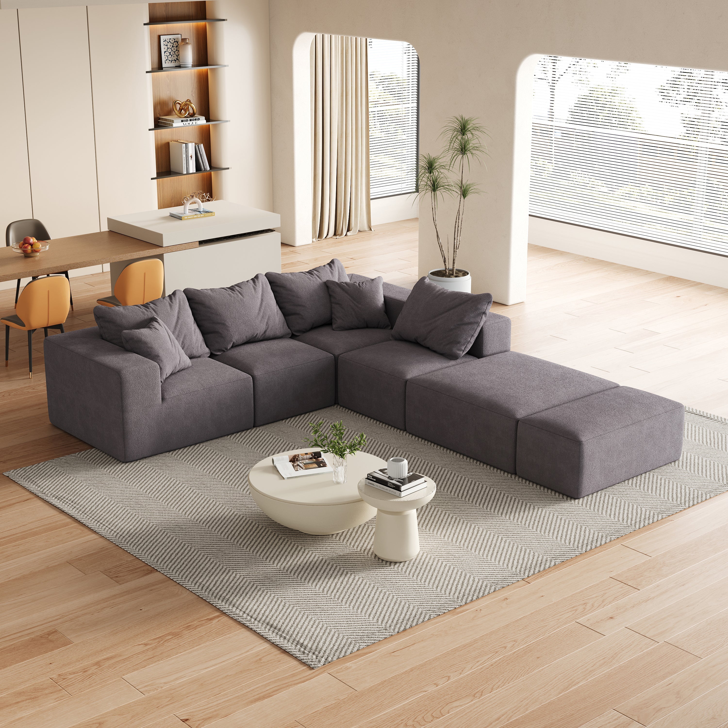 Modern Upholstered Sectional Boneless Couch Set - Image 19