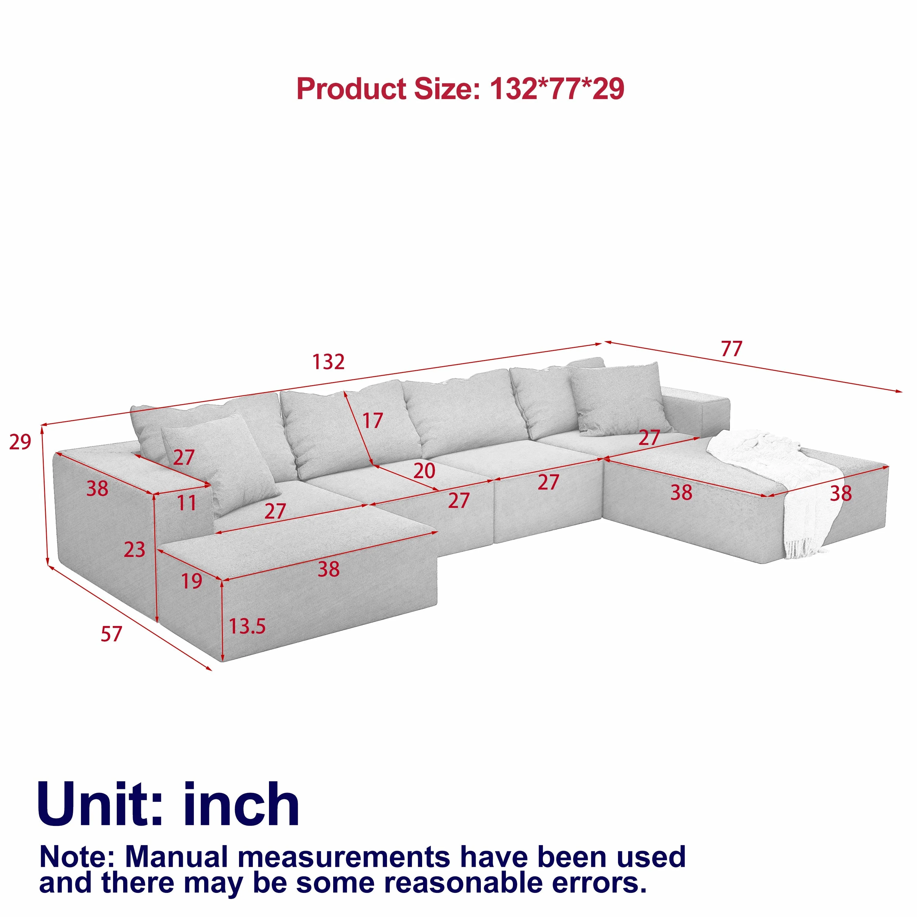 Modern Upholstered Sectional Boneless Couch Set - Image 2