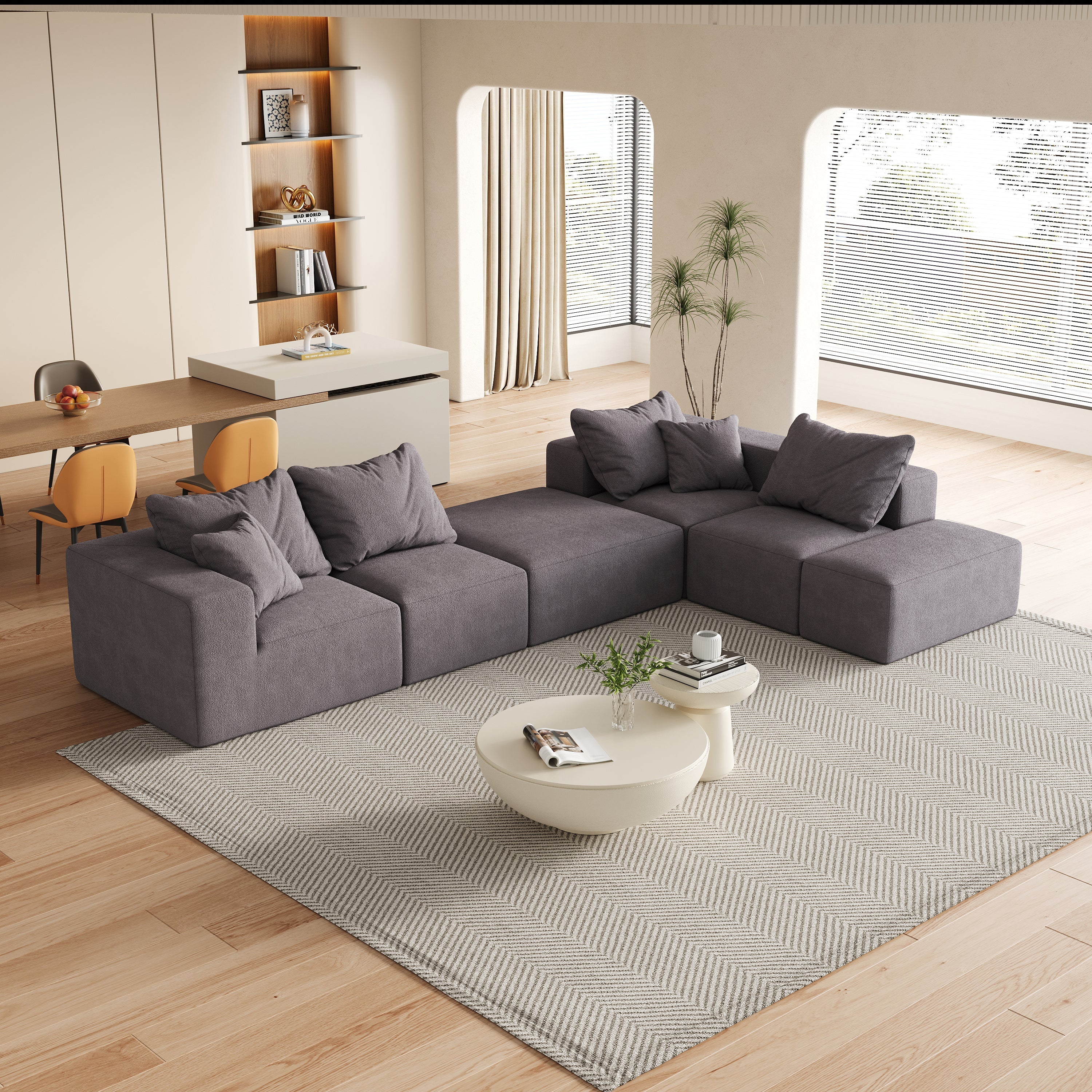 Modern Upholstered Sectional Boneless Couch Set - Image 21