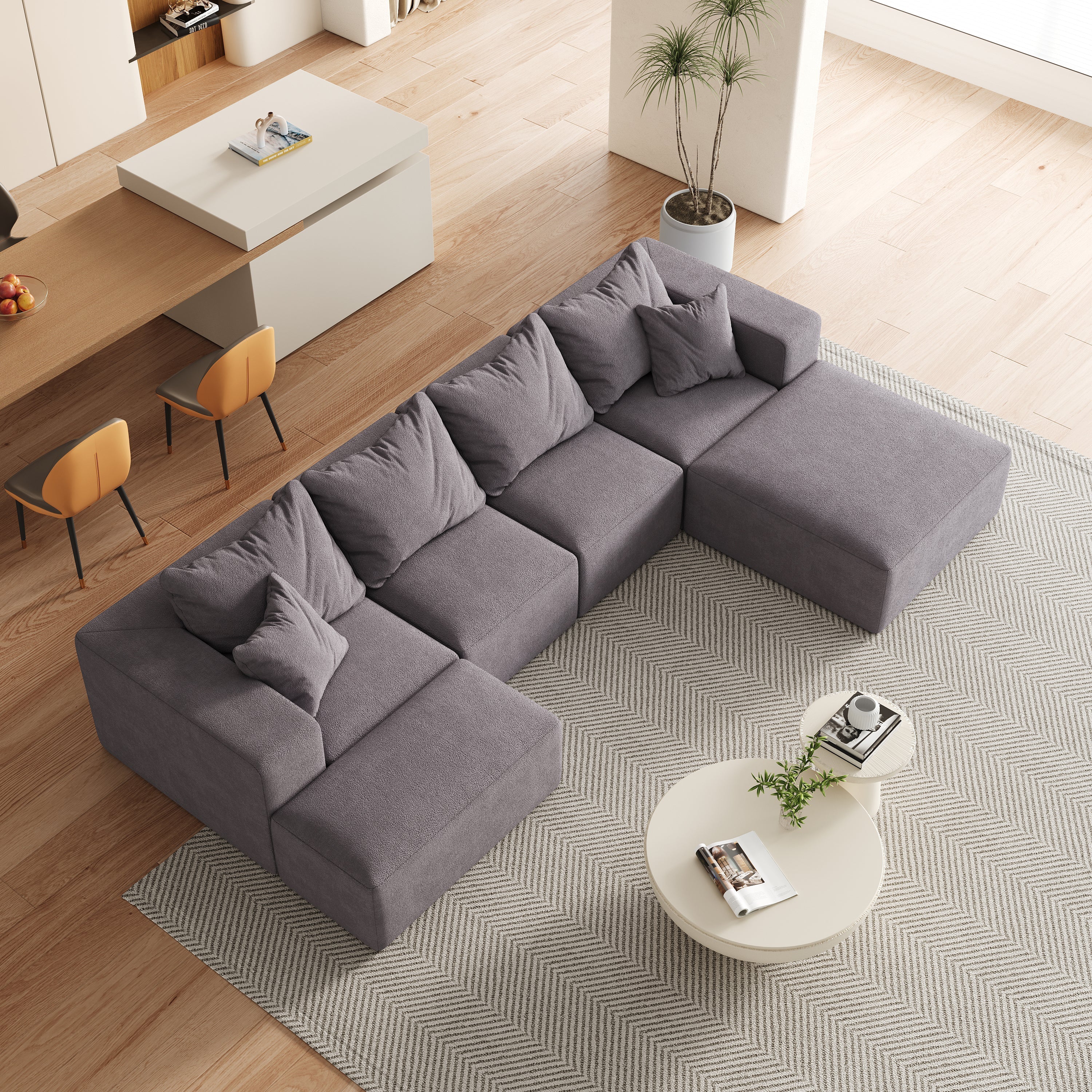 Modern Upholstered Sectional Boneless Couch Set - Image 22