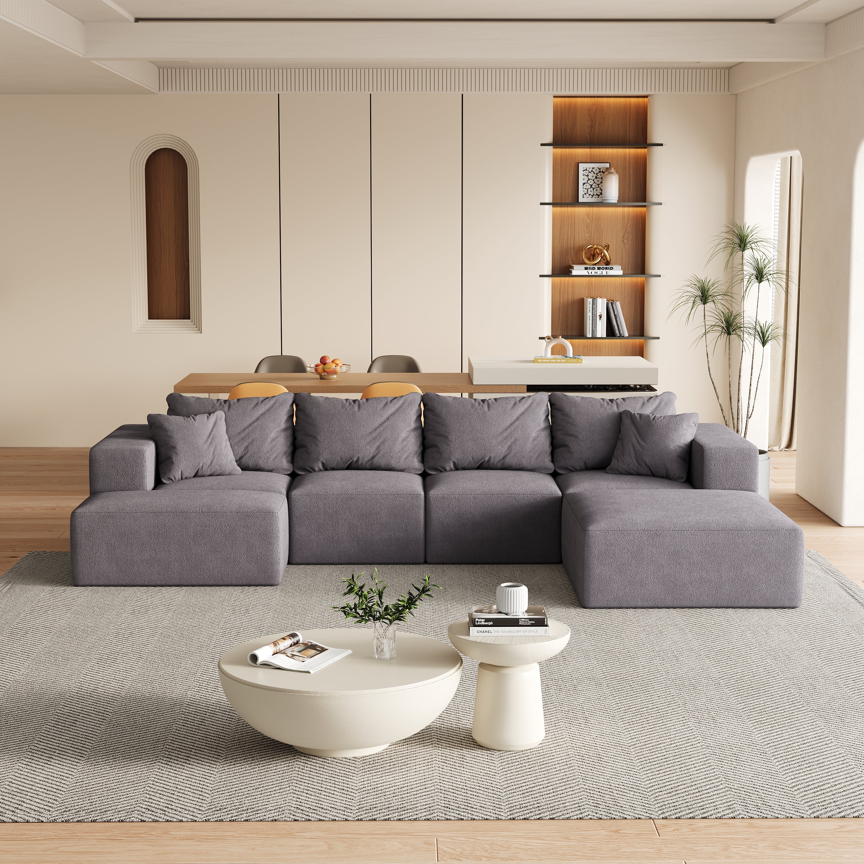 Modern Upholstered Sectional Boneless Couch Set - Image 3