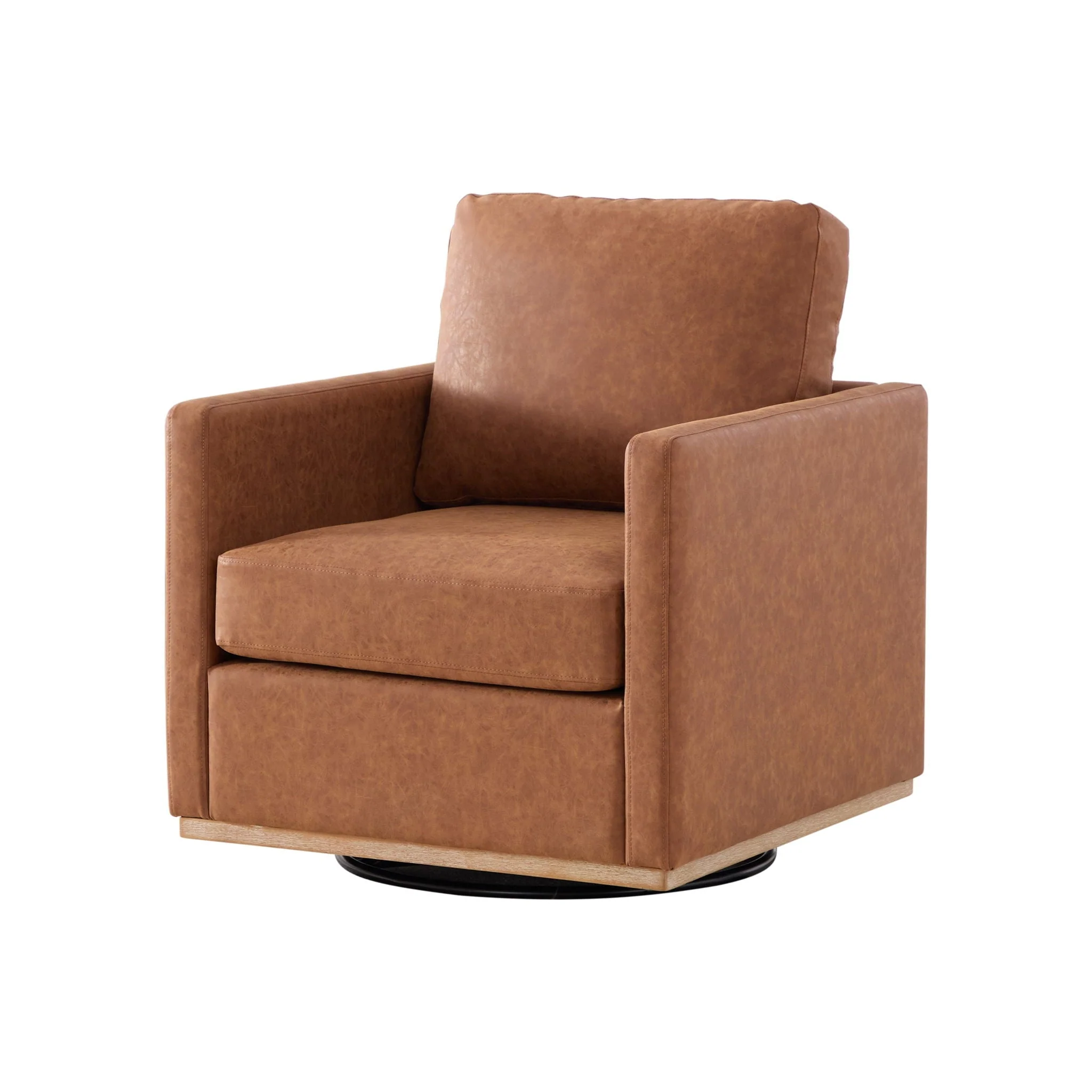 Modern Upholstered Square Swivel Accent Chair With 360 Degree Rotation - Image 2