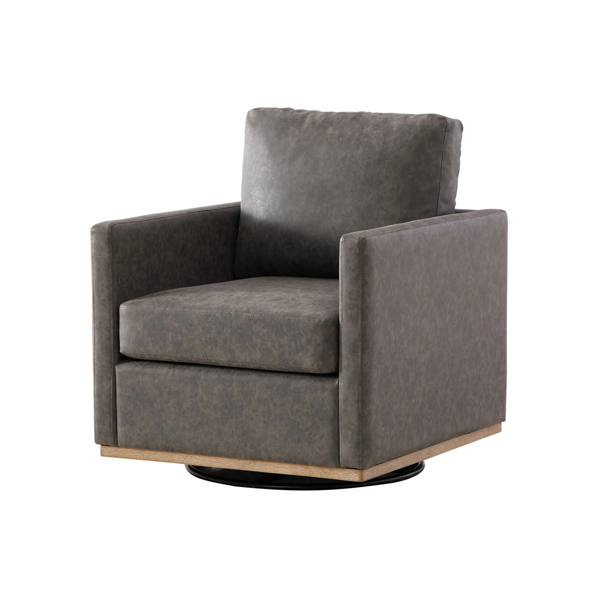 Modern Upholstered Square Swivel Accent Chair With 360 Degree Rotation - Image 3