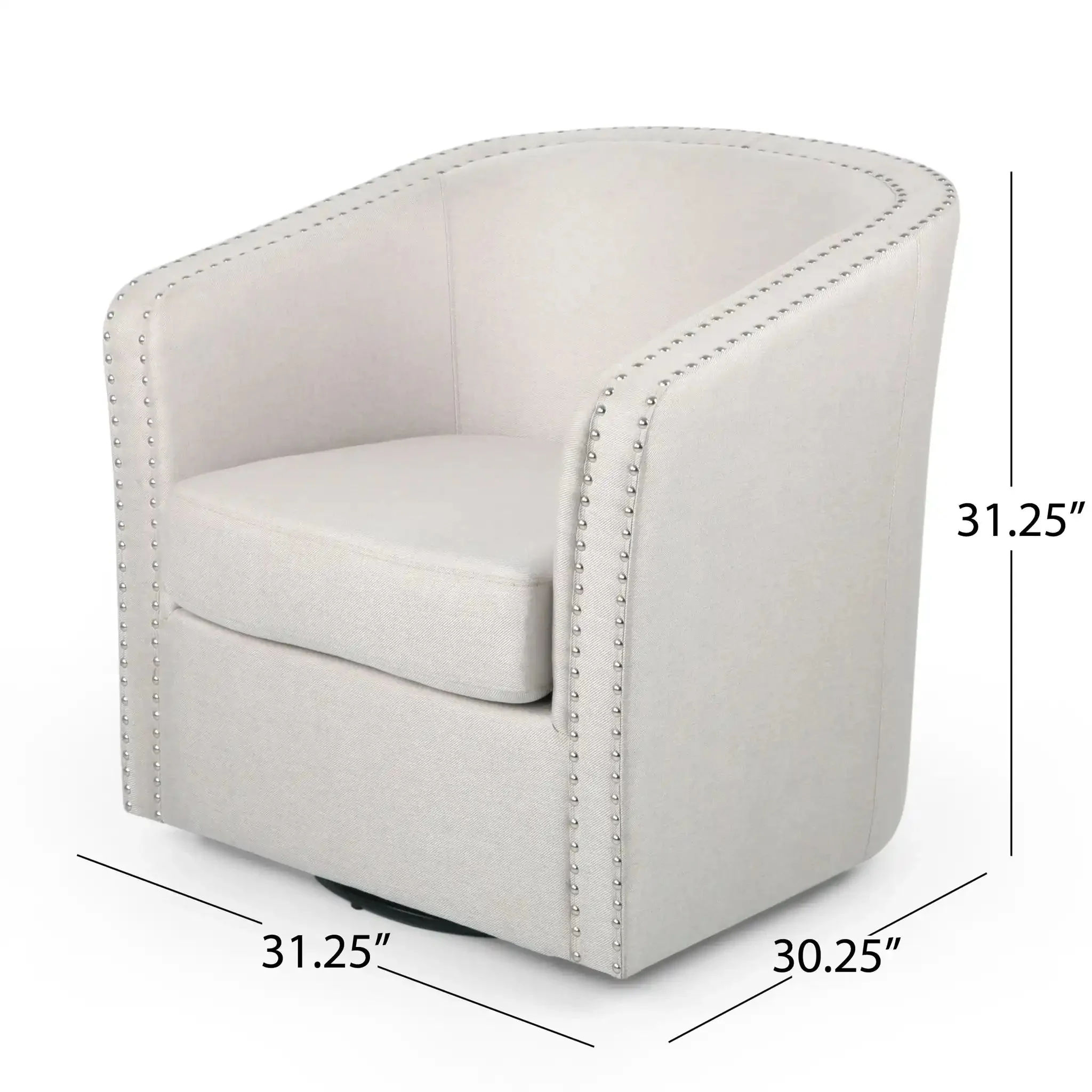 Modern Upholstered Swivel Club Chair With Nailhead Trim - Image 7