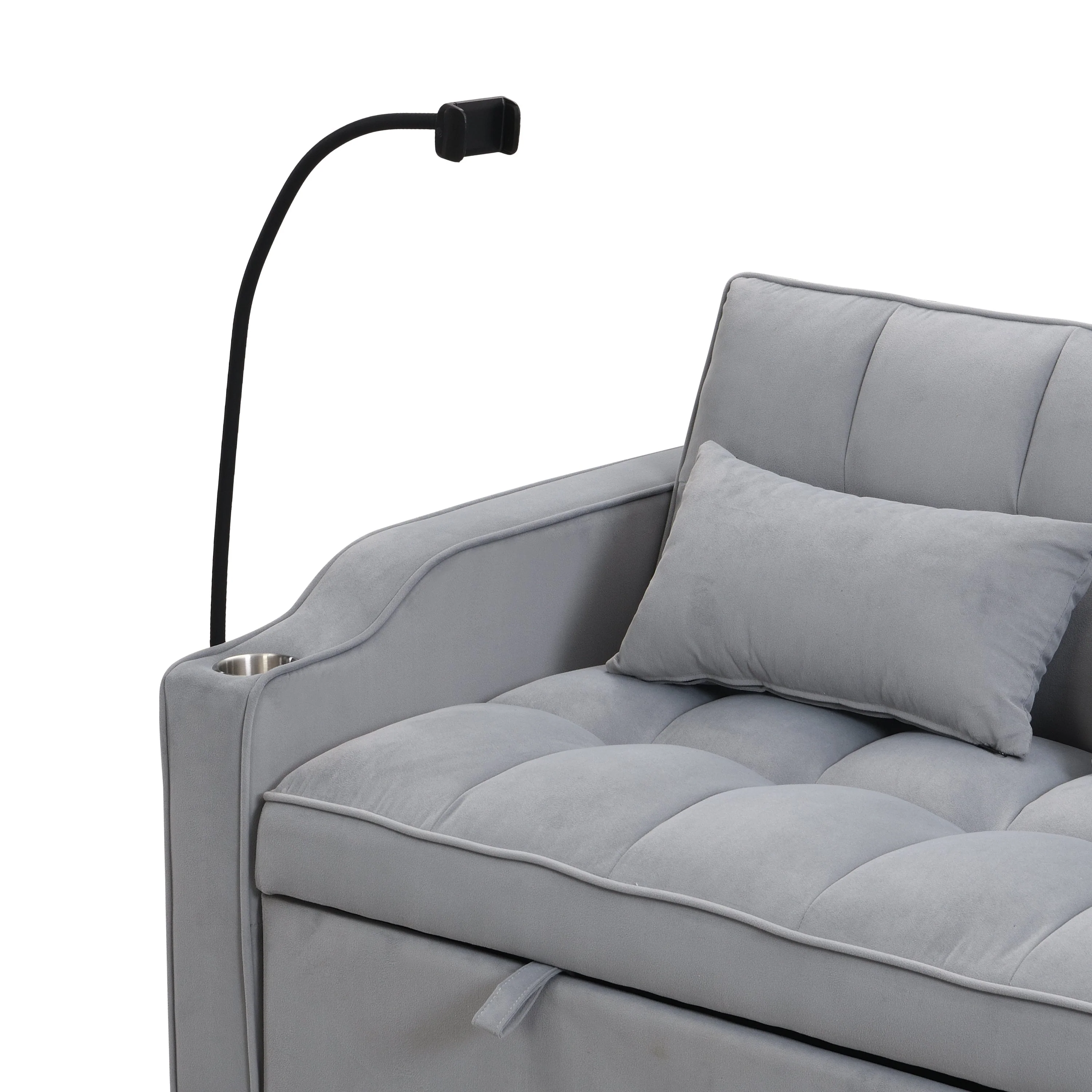 Modern Velvet Loveseat Futon Sofa Couch with Pullout Bed - Image 15