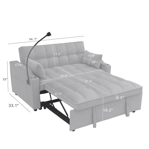 Modern Velvet Loveseat Futon Sofa Couch with Pullout Bed - Image 19