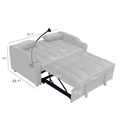 Modern Velvet Loveseat Futon Sofa Couch with Pullout Bed - Image 20