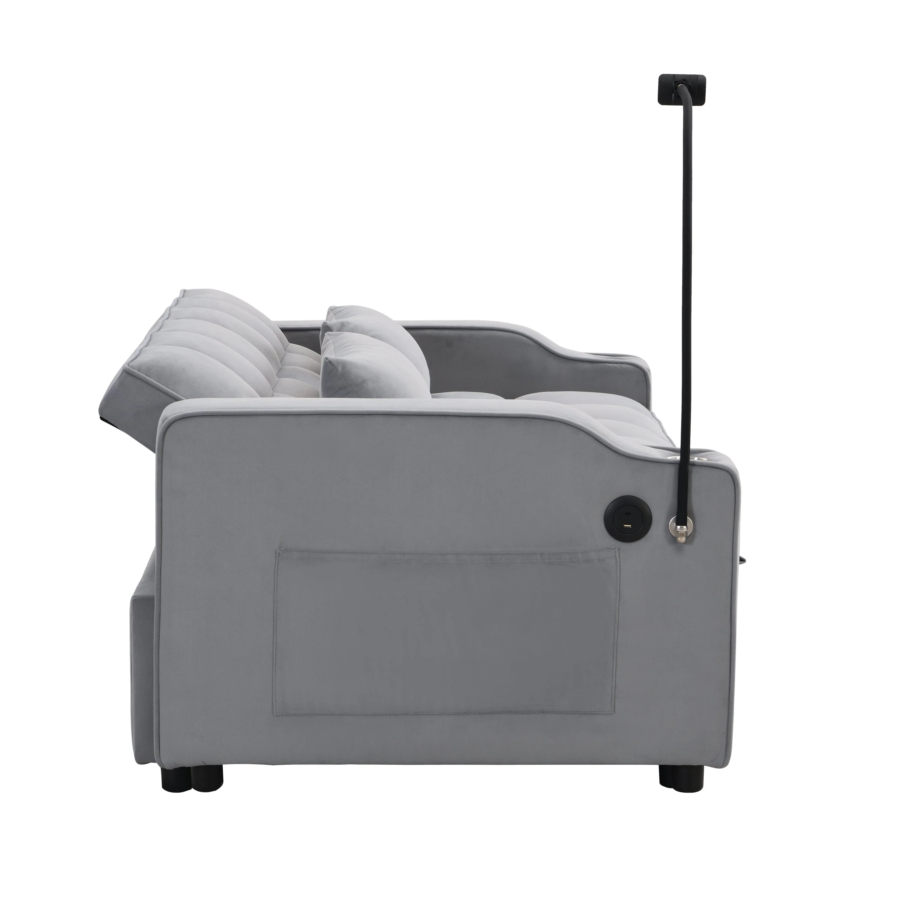 Modern Velvet Loveseat Futon Sofa Couch with Pullout Bed - Image 6