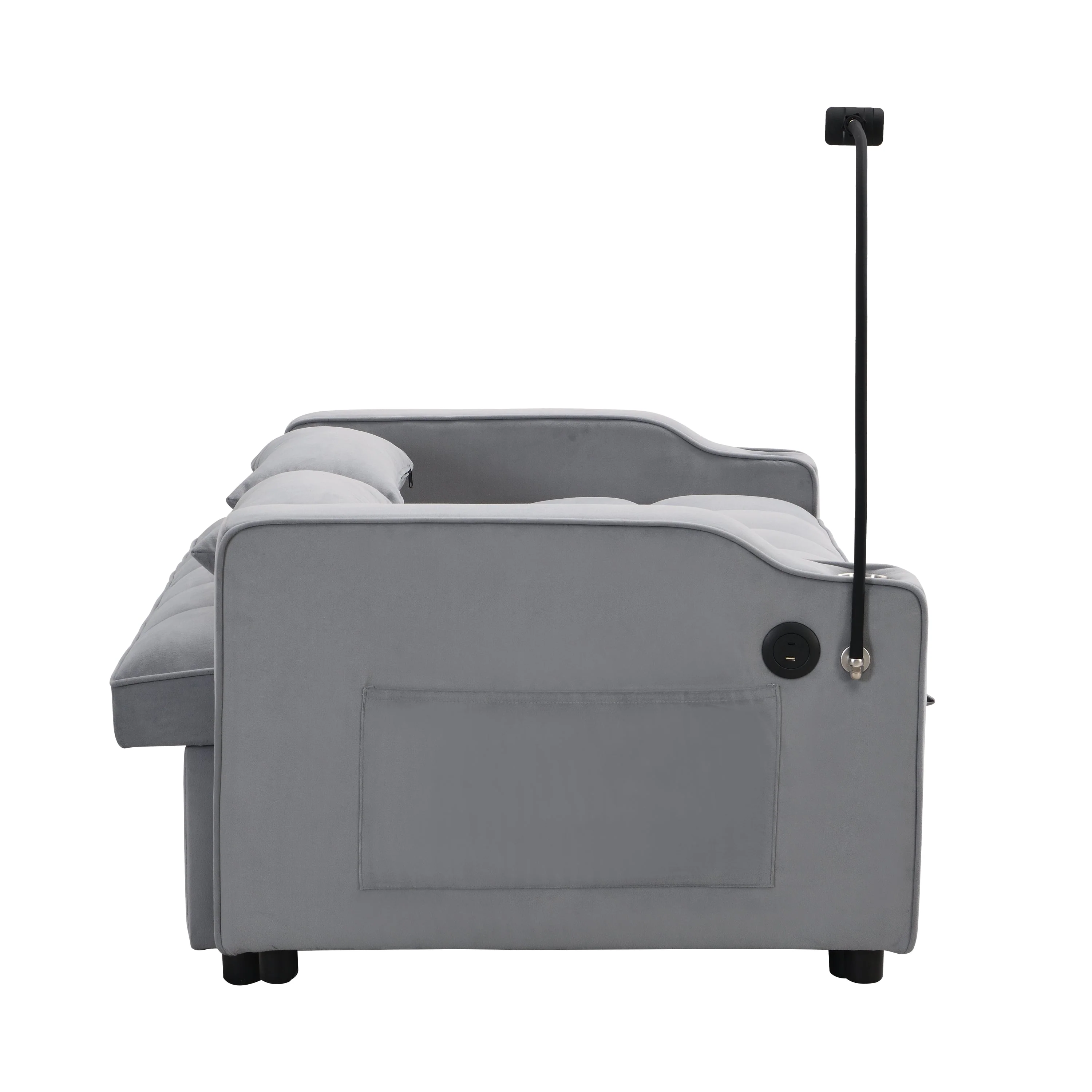 Modern Velvet Loveseat Futon Sofa Couch with Pullout Bed - Image 7