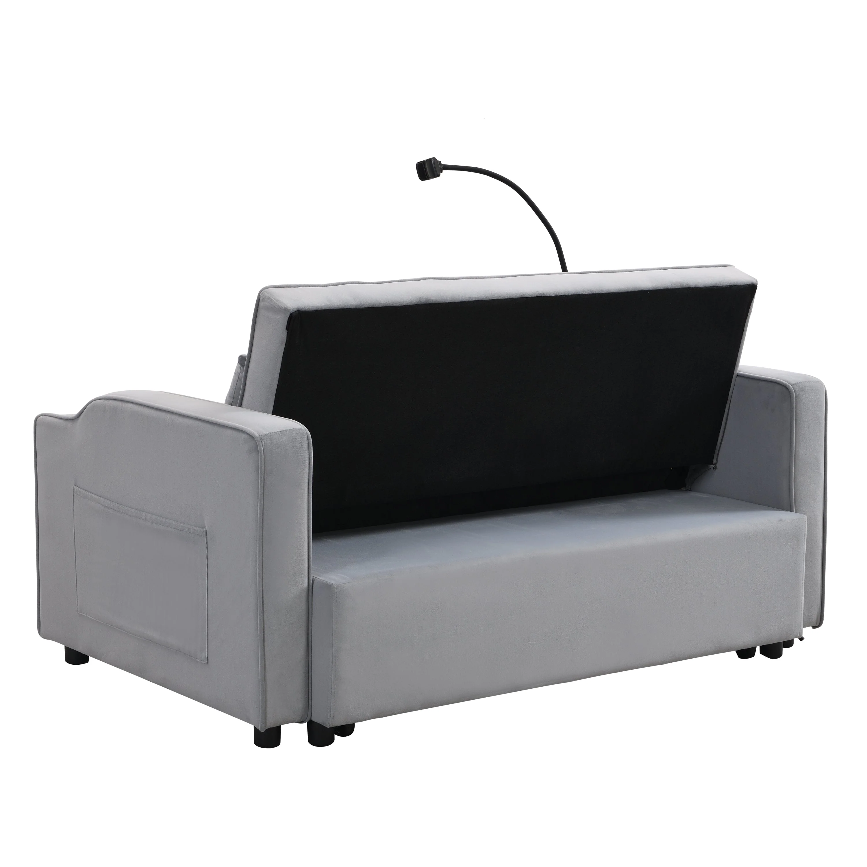 Modern Velvet Loveseat Futon Sofa Couch with Pullout Bed - Image 8