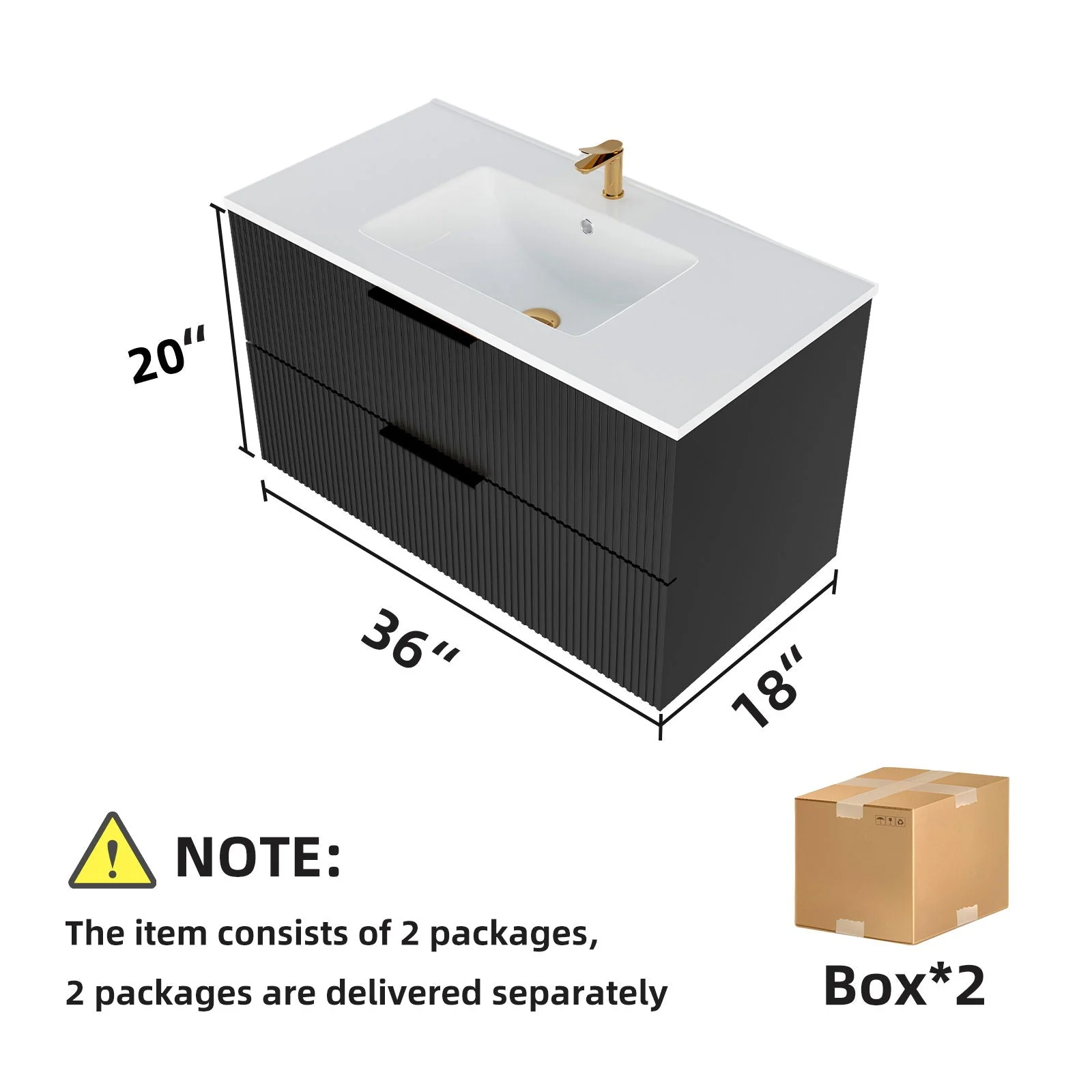 Modern Wall Mounted Floating Bathroom Vanity With Sink And Drawers - Image 10