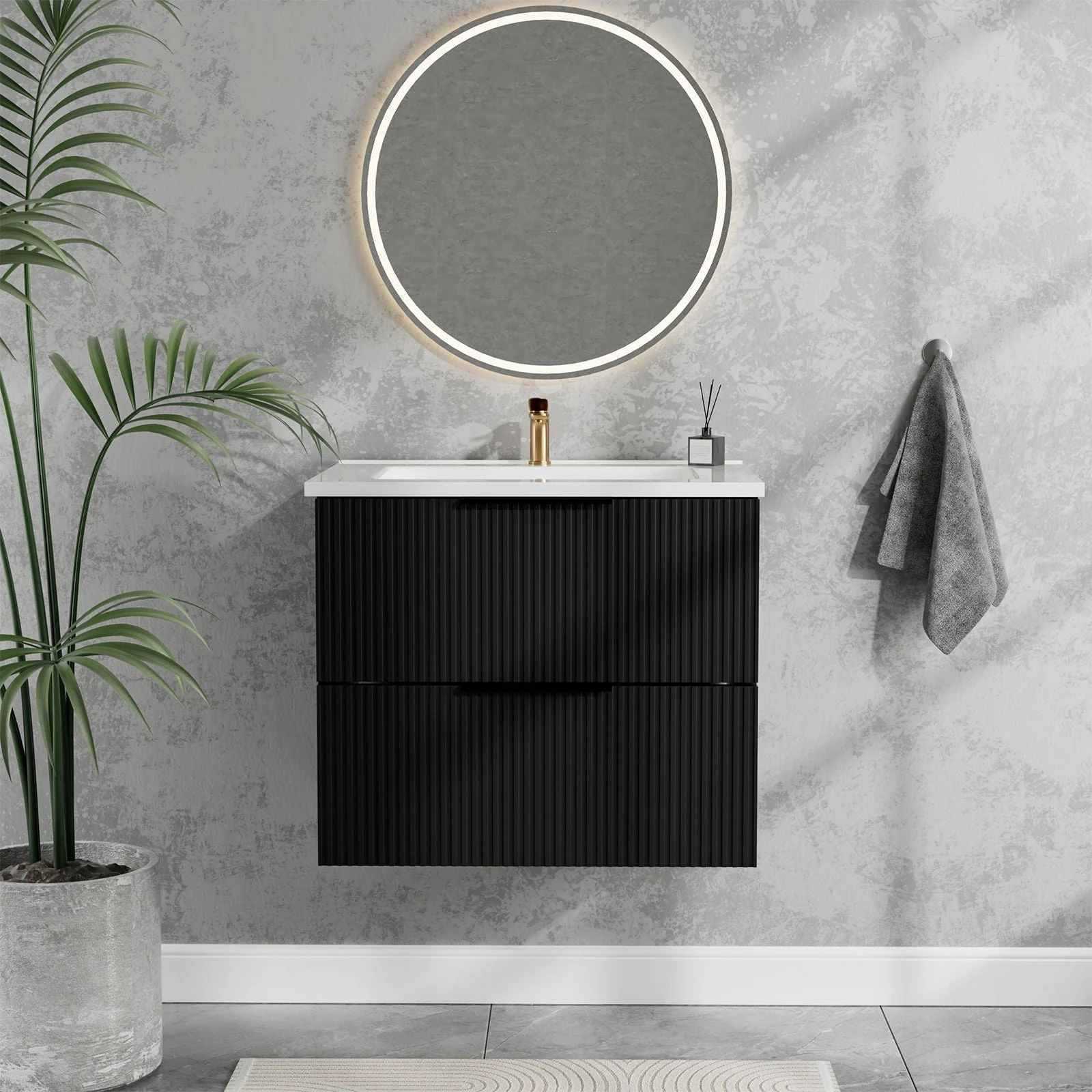 Modern Wall Mounted Floating Bathroom Vanity With Sink And Drawers - Image 12