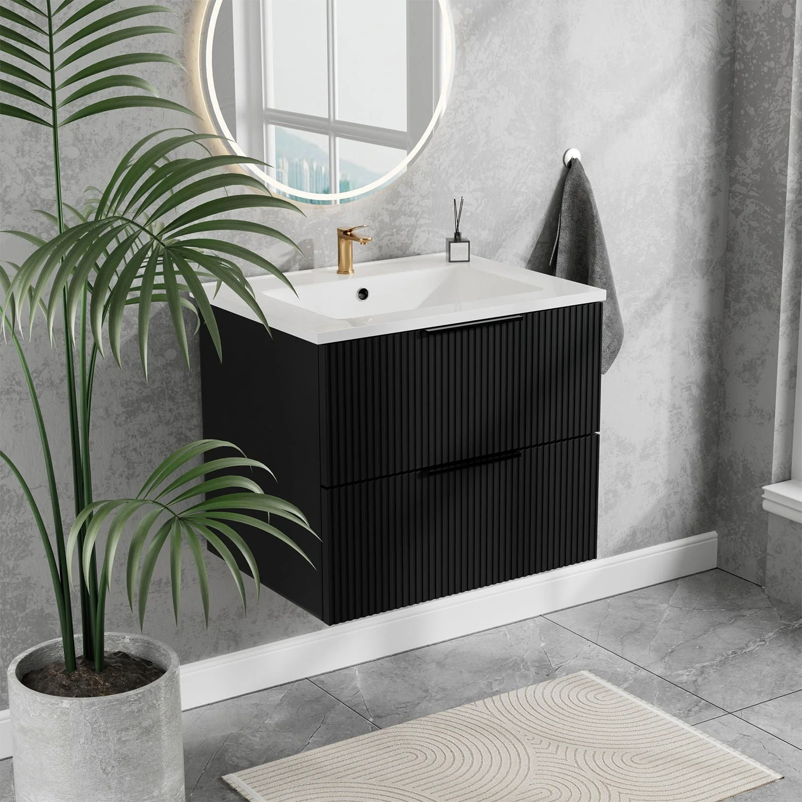 Modern Wall Mounted Floating Bathroom Vanity With Sink And Drawers - Image 18