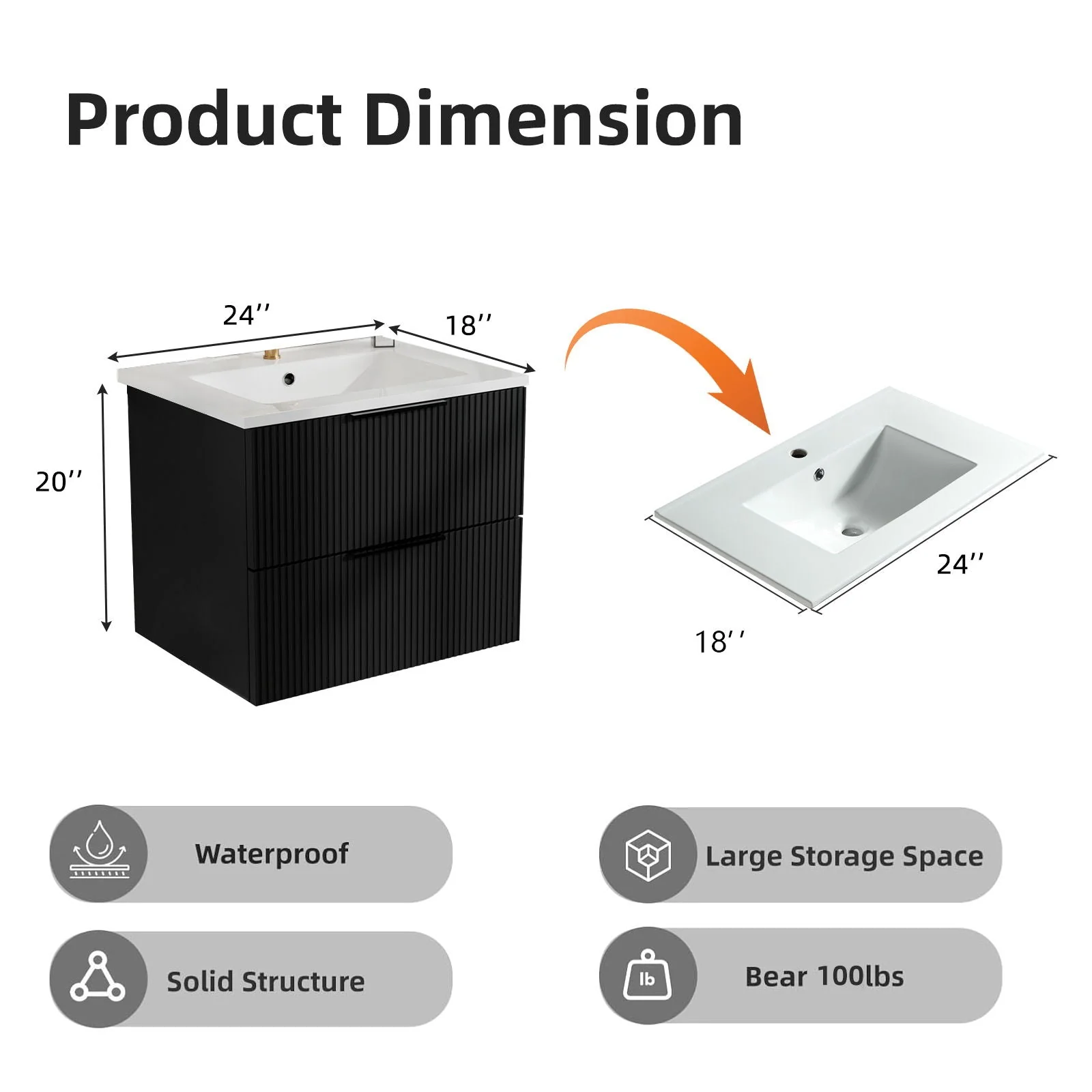 Modern Wall Mounted Floating Bathroom Vanity With Sink And Drawers - Image 19