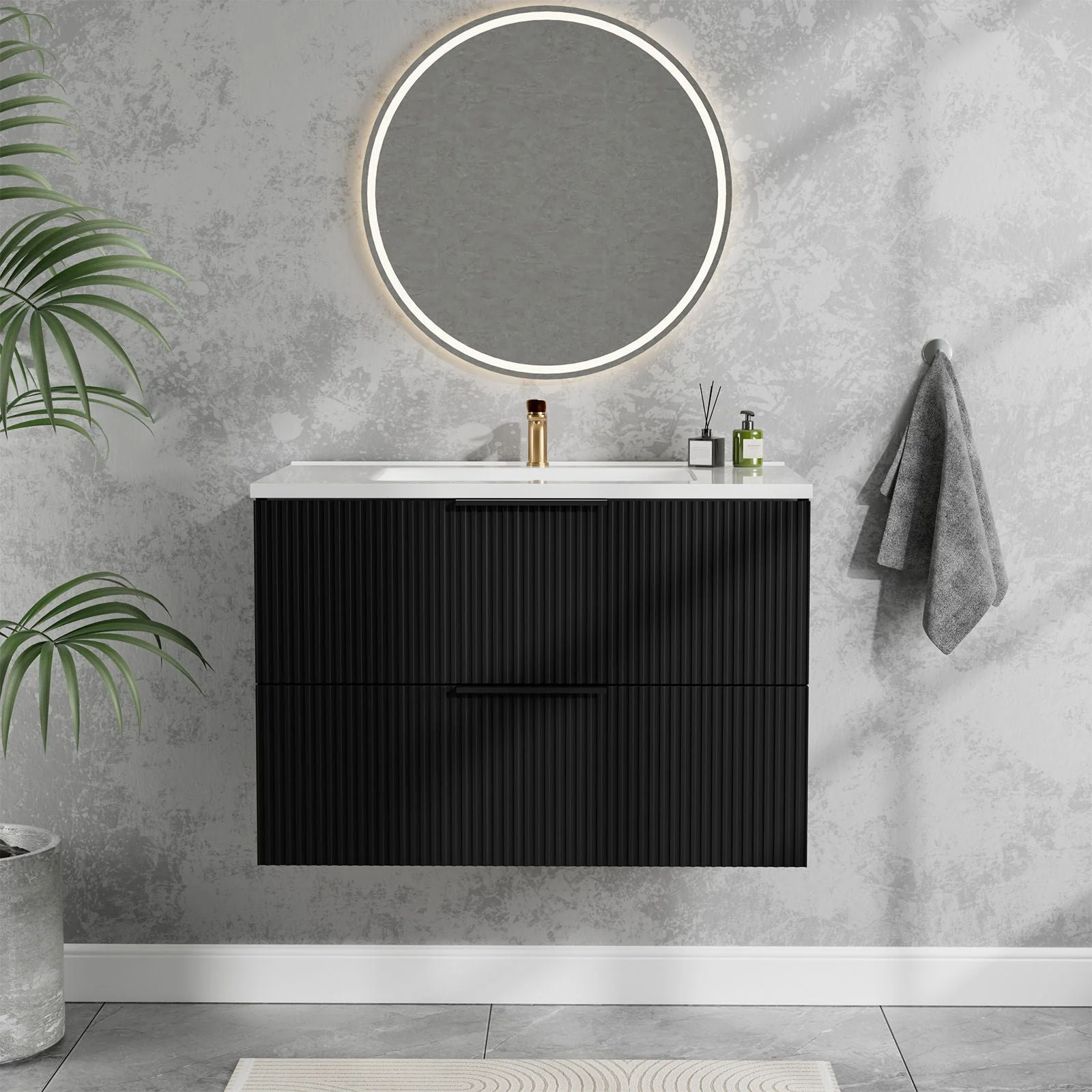 Modern Wall Mounted Floating Bathroom Vanity With Sink And Drawers - Image 20
