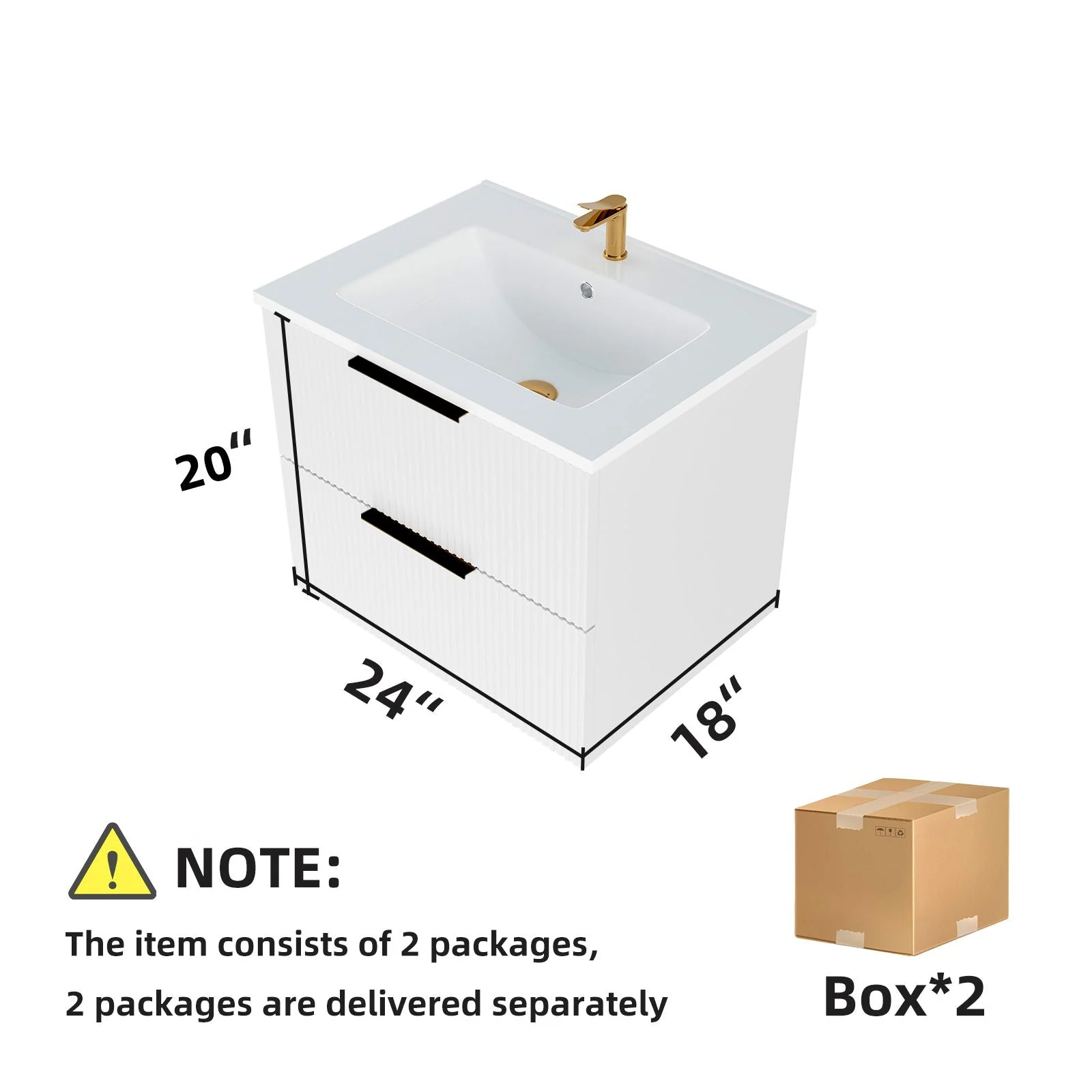 Modern Wall Mounted Floating Bathroom Vanity With Sink And Drawers - Image 21