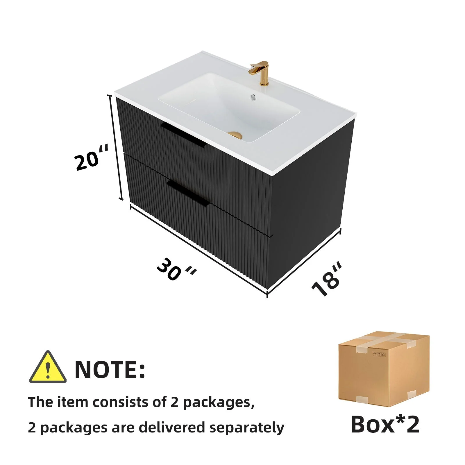 Modern Wall Mounted Floating Bathroom Vanity With Sink And Drawers - Image 24